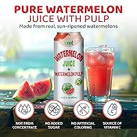 Vista 3 de Vinut Natural Watermelon Juice Drink with Pulp, (16.57 fl oz, Pack of 12) Real Watermelon Juice, No Sugar Added, Gluten Free, GMO-Free