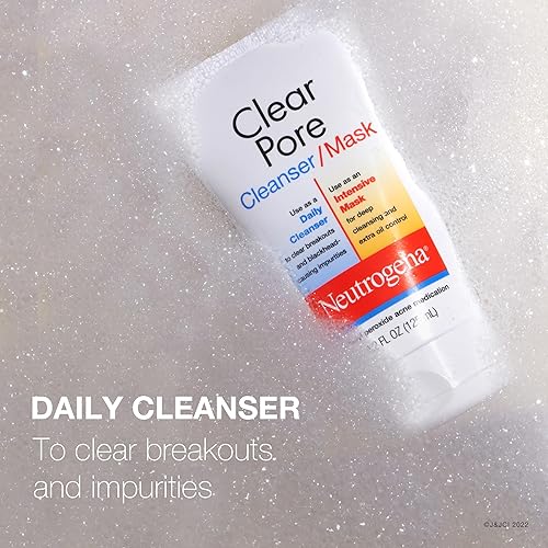 Miniatura 3 de Neutrogena Clear Pore - Limpiador facial 2 en 1 con caolín y arcilla de bentonita y 3.5% de peróxido de benzoilo para tratamiento del acné,