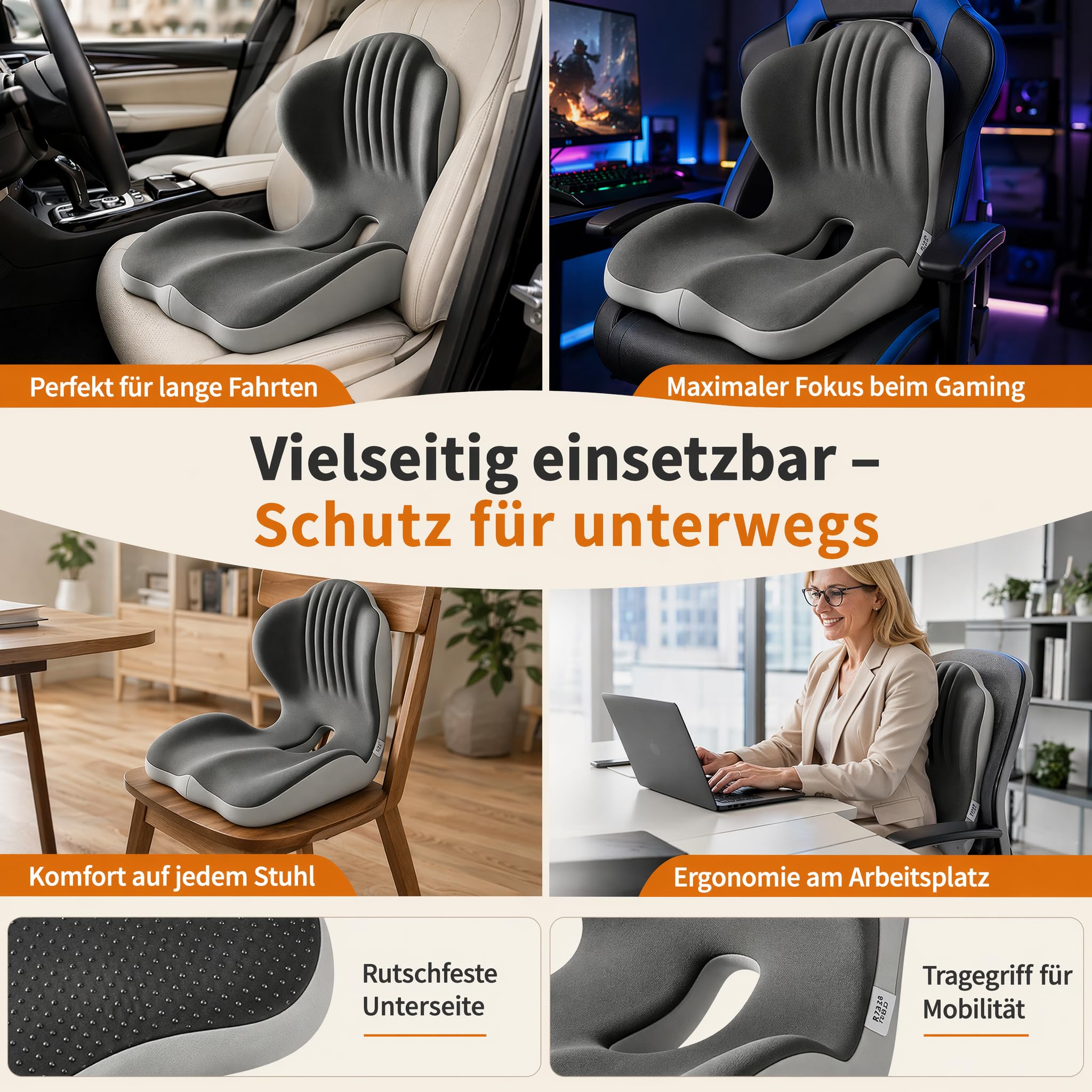 Jadyon Coussin Ergonomique Assise, Coussin Coccyx, Coussin Chaise Bureau | Coussin Siege Voiture avec Soutien Lombaire et Ouverture Aérée pour Chaise Bureau, Siège de Voiture, Tilisation à La Maison