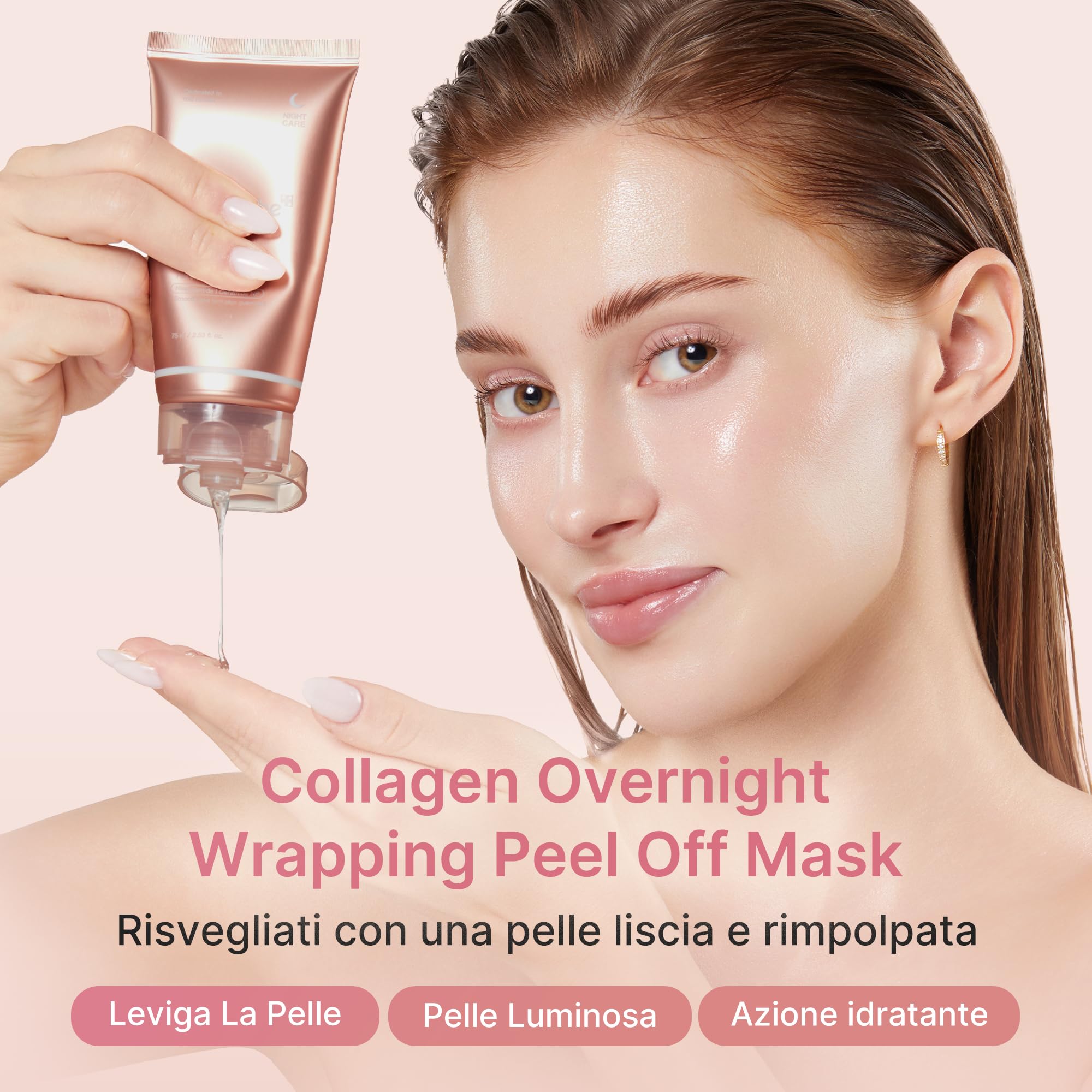 medicube Collagen Night Wrapping Mask - Maschera Collagene Viso Notturna, Idratazione e Incarnato Radioso, Effetto Rimpolpante - Skincare Coreana, 75 ml
