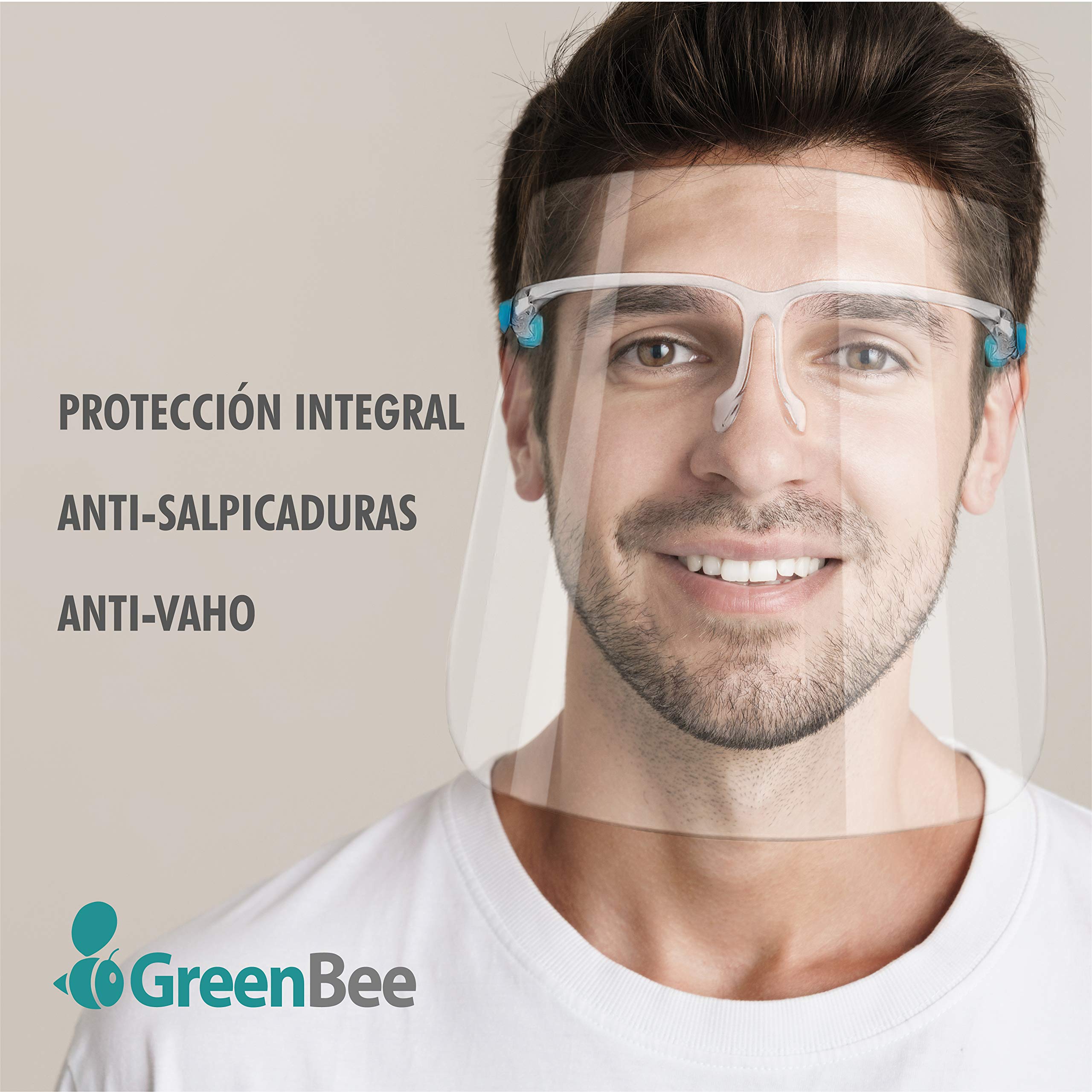 Set de 10 uds. Visera-pantalla facial, protección facial integral anti-salpicaduras, anti-vaho, compatible con gafas, para adultos y niños, alta visibilidad y cómoda sujeción