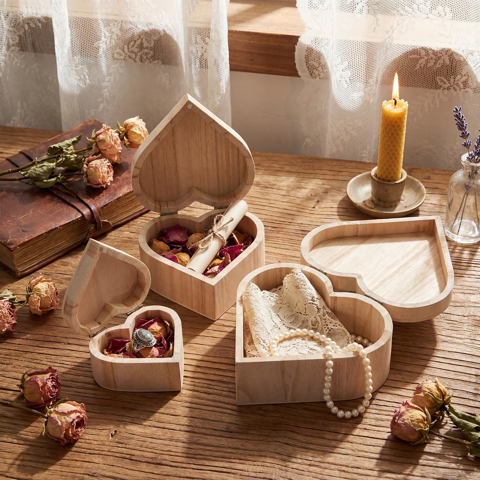 DEZERT The Heart Tree ボックス 2点セット Amazon.com: Taiyin 12 Pcs Unfinished Heart Wooden Box with 10 Art
