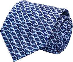 Gravatas masculinas 100% seda feitas à mão com estampas de animais + caixa de presente.., Coelhinhos - Branco prateado e azul celeste em azul ácido, Regular Length - 59'