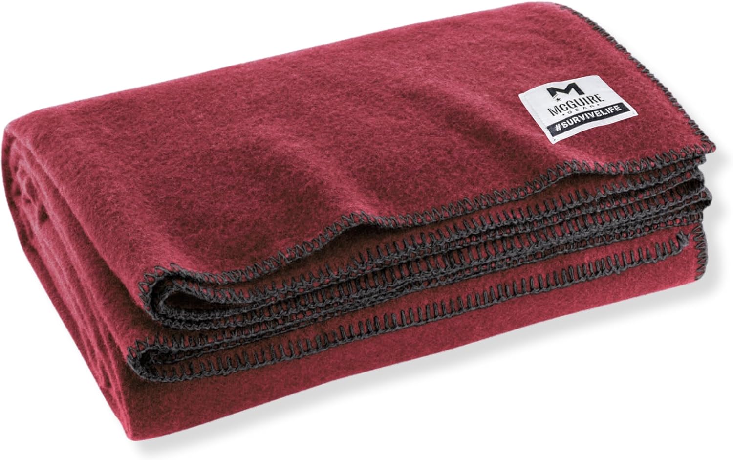 Durable Fire Retardant Wool Blanket for Camping & Emergencies – Maroon 64×90