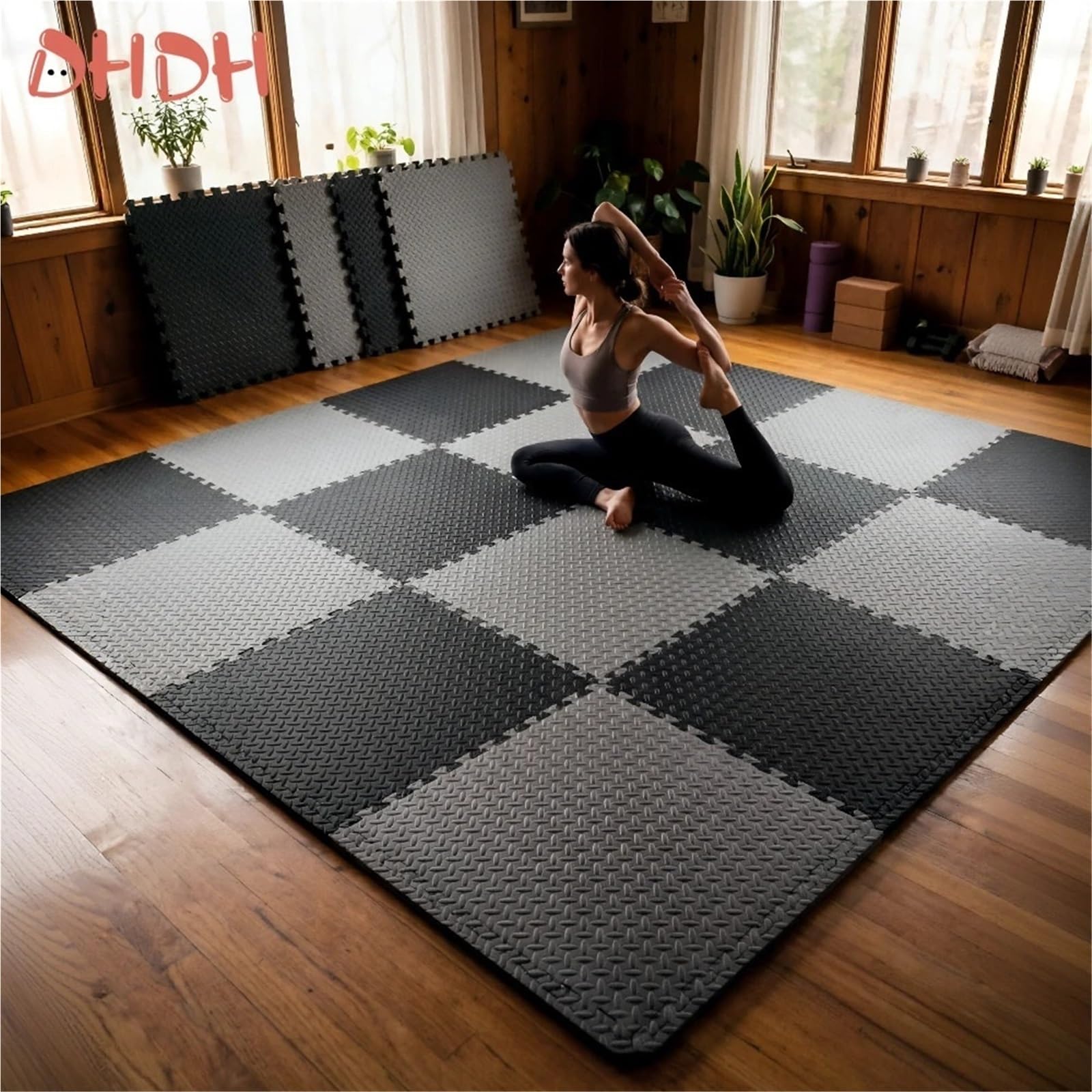 Tappeto Da Fitness A Puzzle Tappetino da pavimento antiscivolo in gomma ad incastro for esercizi a casa di sollevamento pesi yoga
