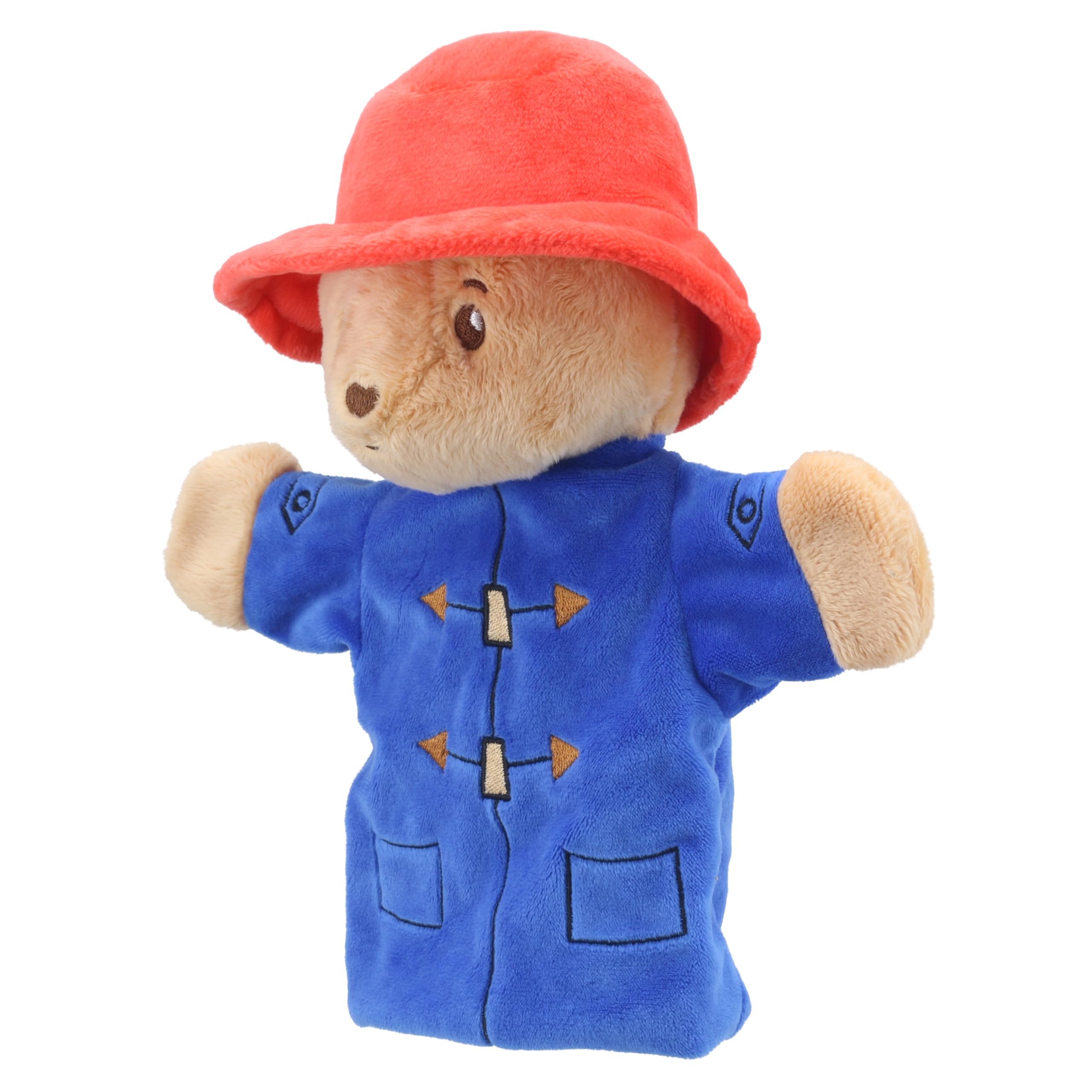 The Puppet Company - Baby Paddington Bear Hand Puppet - Cute and cuddly teddy bear - Paddington 2 - Paddington in Peru - Blue duffle coat and red Paddington hat - Suitable from Birth - Image 2