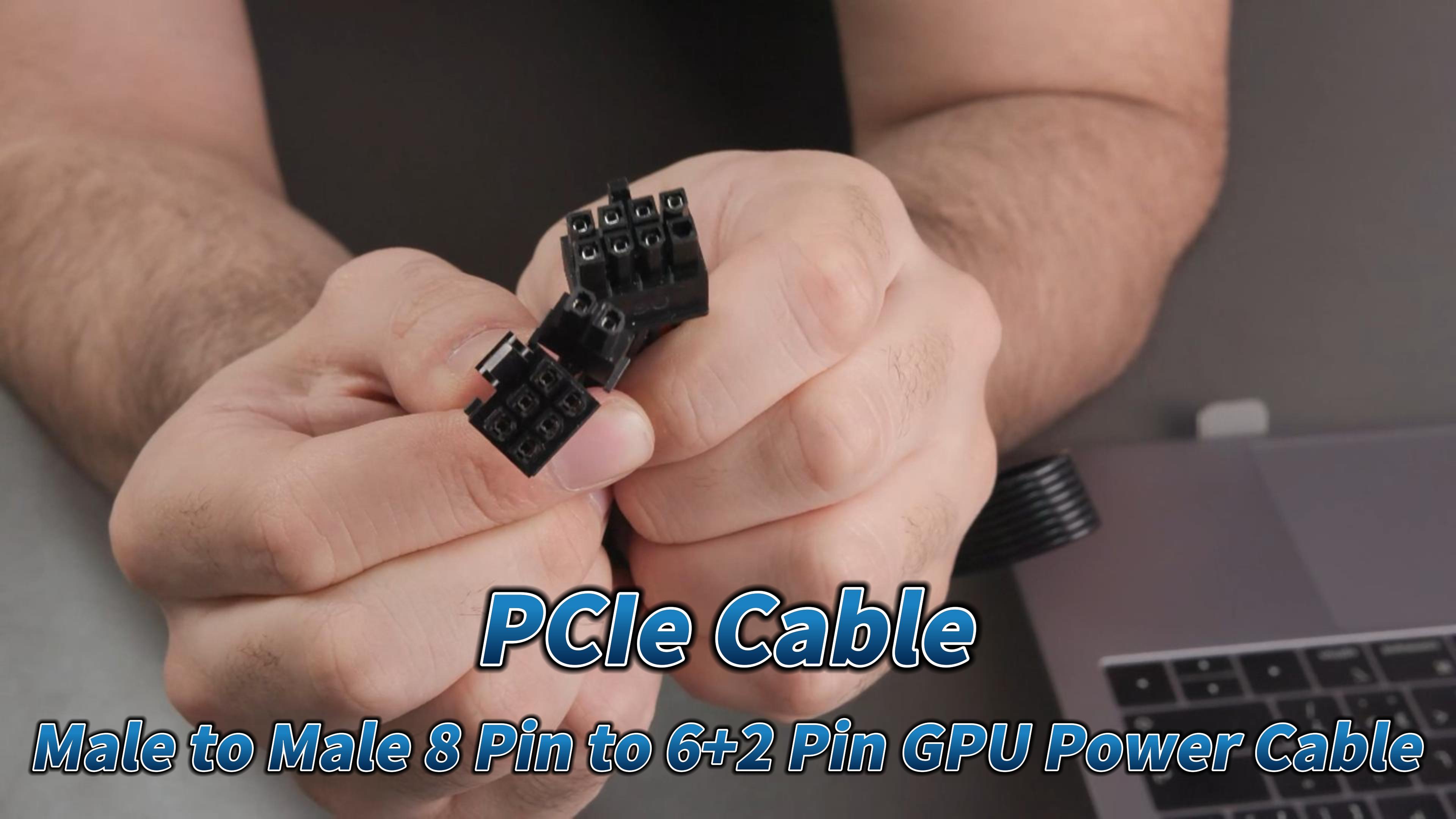 J&D 6 Pin PCIe Voedingsverlengkabel 30 Cm Wit – Gevlochten GPU Kabel Met Kabelkammen – 2-Pack