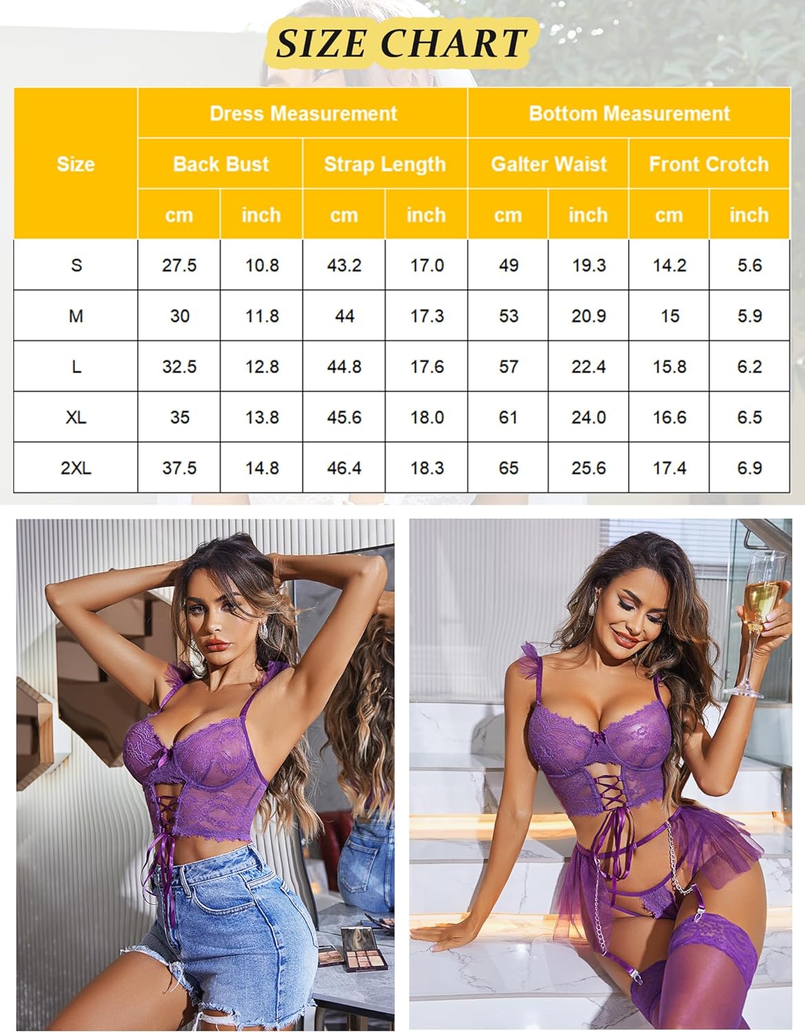 Avidlove Womens Garter Lingerie Sets Valentine 3 Piece Underwire Sexy Bra and Panty Set With Mesh Mini Skirts S-XXL - Image 5