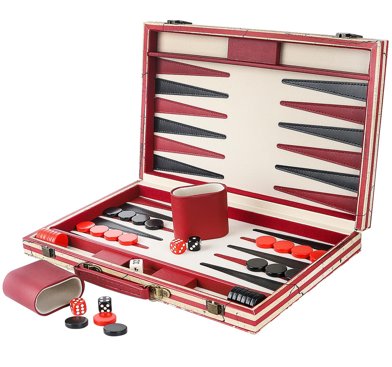 Backgammon Sets for Adults Leather 15 Inches Backgammon Board Games, with USA Flag Design, Large Backgammon Leather - Classic Board Game for Family and Play (American Eagle)