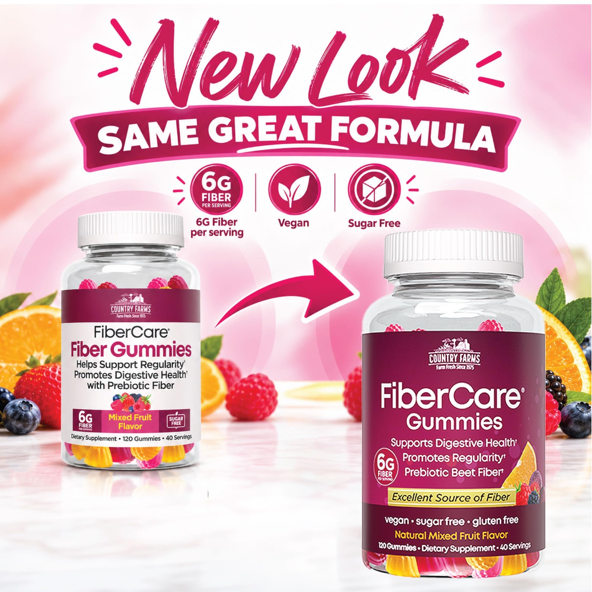 Country Farms Fiber Care Prebiotic Gummies, 6g of Fiber Per Serving, FOS from Beets, Digestive Health, Supports Regularity, Mixed Fruit Flavor — Amazon image 10