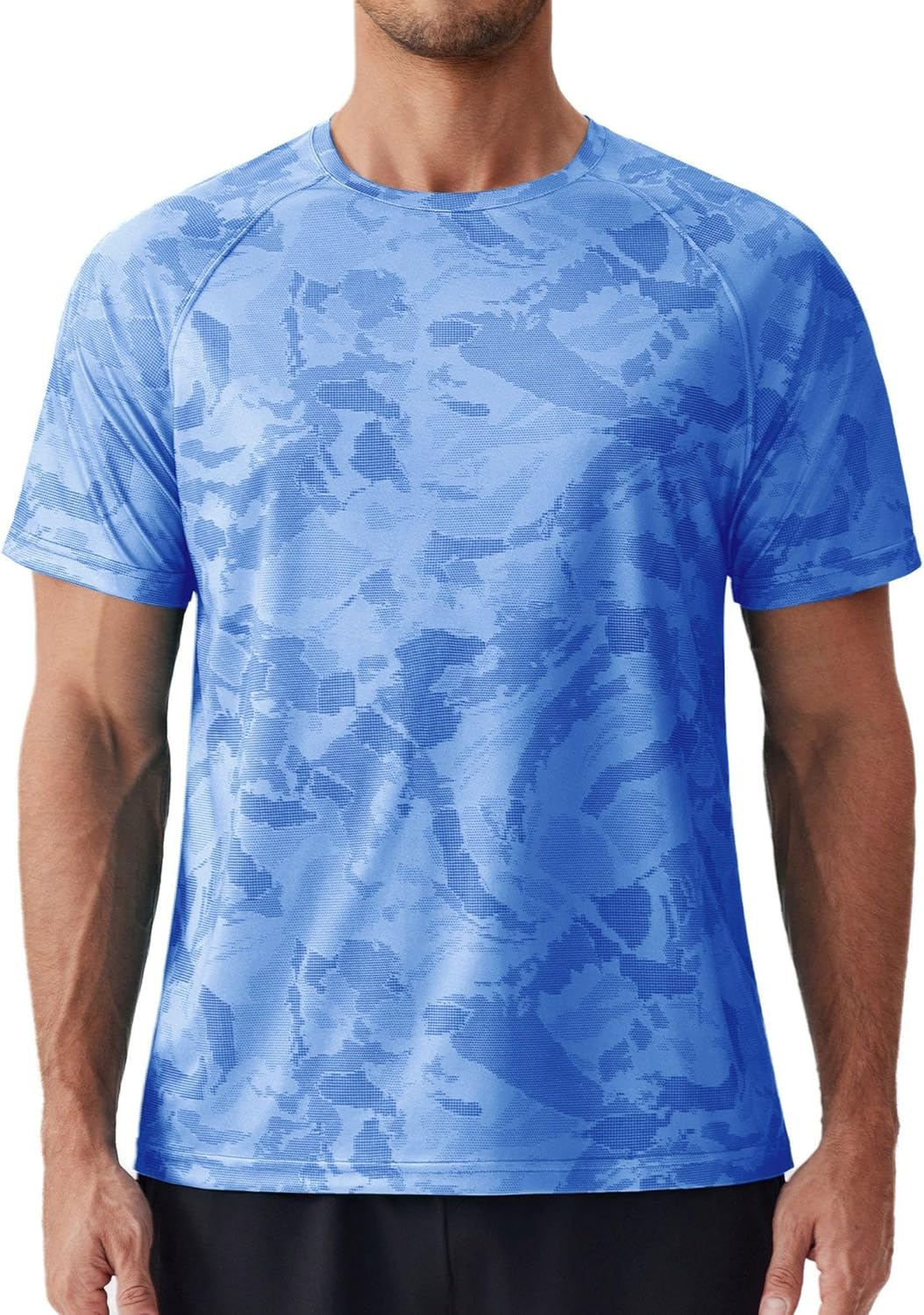 PINSPARK Men's Rash Guard Swim Shirt UPF 50+ Sun Protection Quick Dry Cooling Fishing T-Shirt Athletic Performance Top