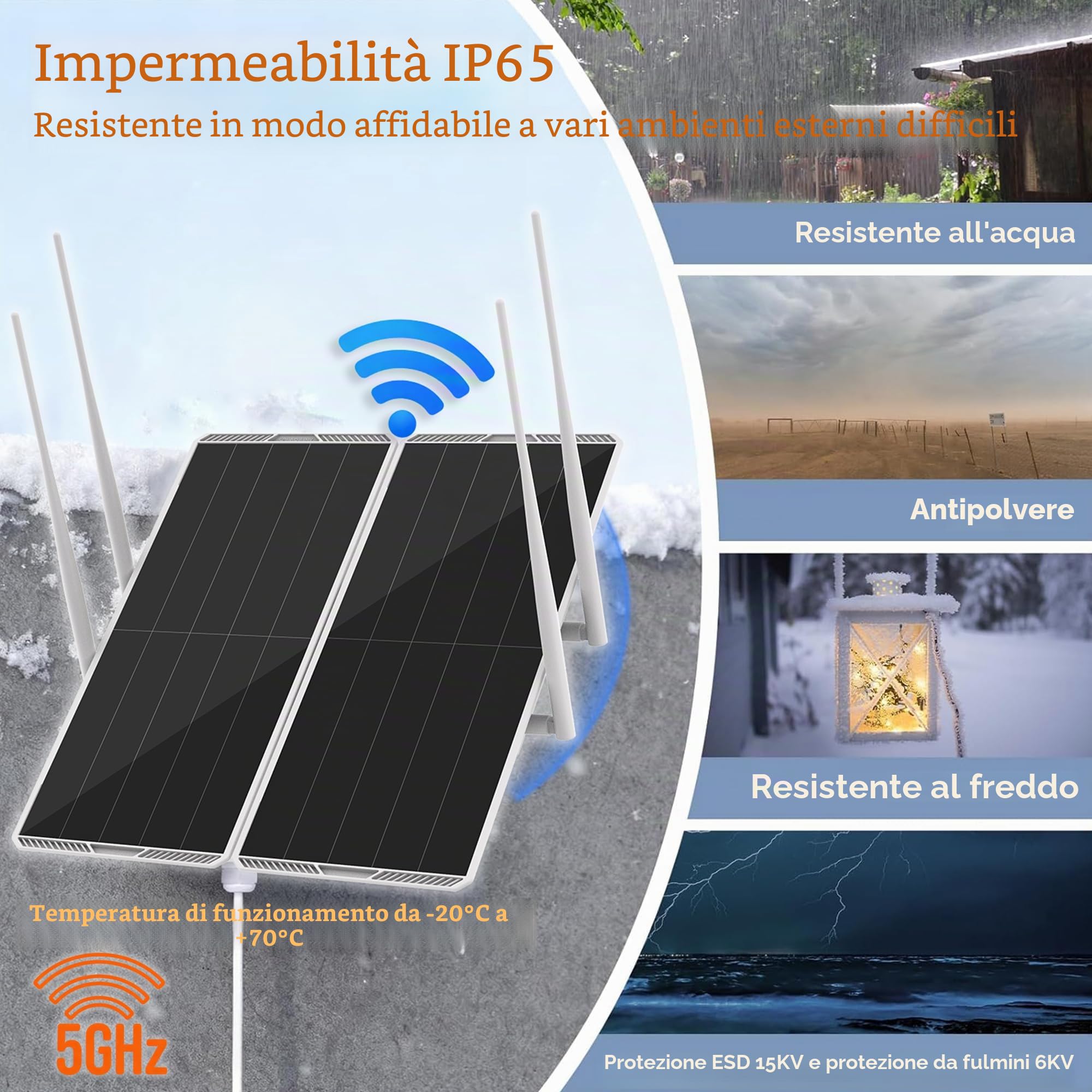 Ripetitore ripetitore WiFi da 30W per esterni,Dual Band,5,8 G/2,4G,copertura 300m, 1200Mbps,batteria 111Wh,IP65,supporta 100 dispositivi,per cortile,fattoria,ufficio, uso commerciale