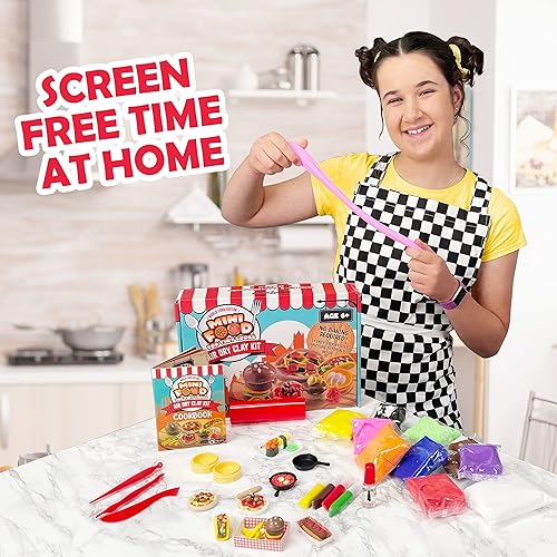 Miniatura 4 de Original Stationery Mini World Food - Kit de arcilla seca al aire, 10 colores de arcilla de modelado para esculpir y más de 19 piezas en este juego