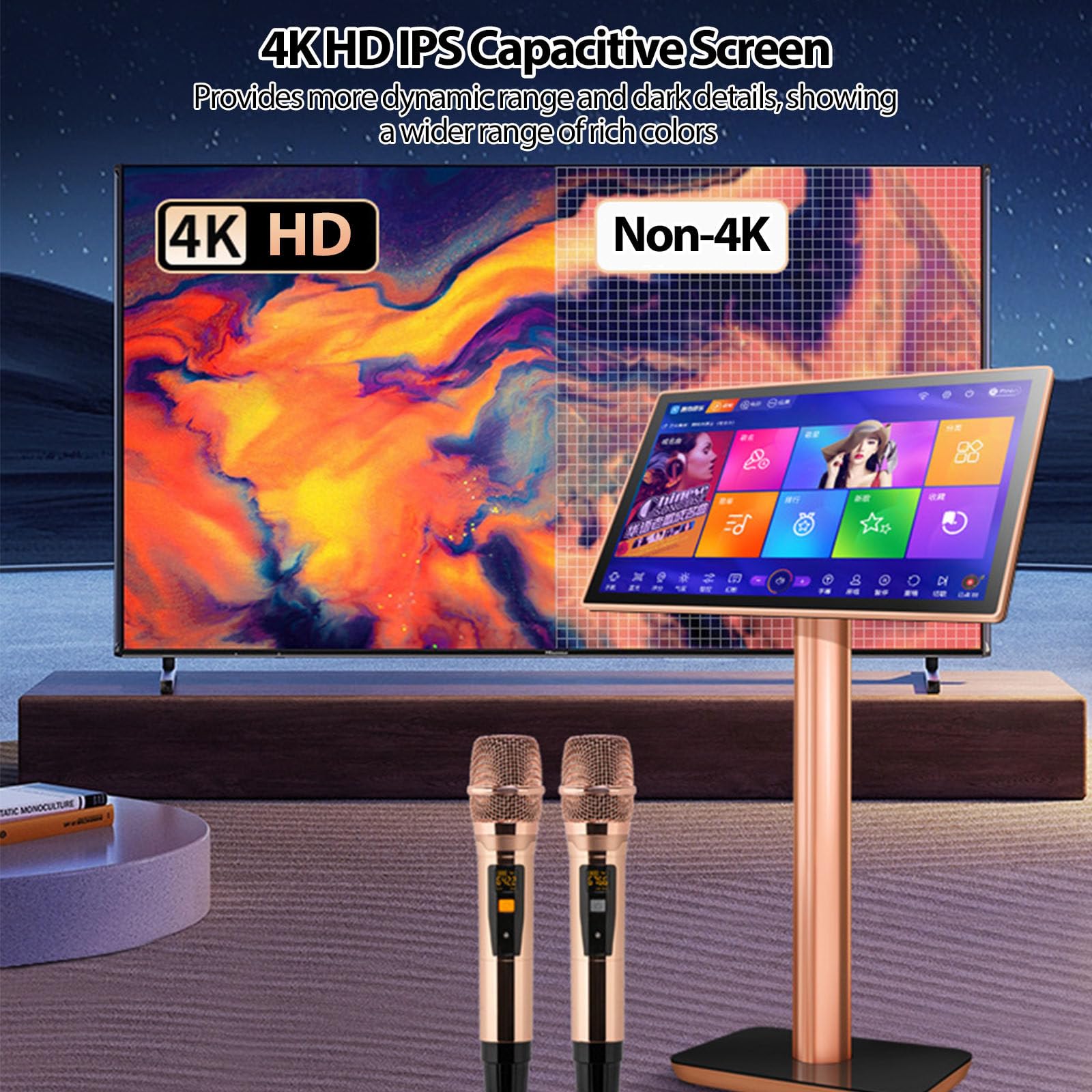 Macchina per karaoke tutto in uno, telecomando per telefono cellulare touch screen e macchina per karaoke con controllo app, lettore karaoke che canta KTV per feste in casa, bar,19.5inch-4TB