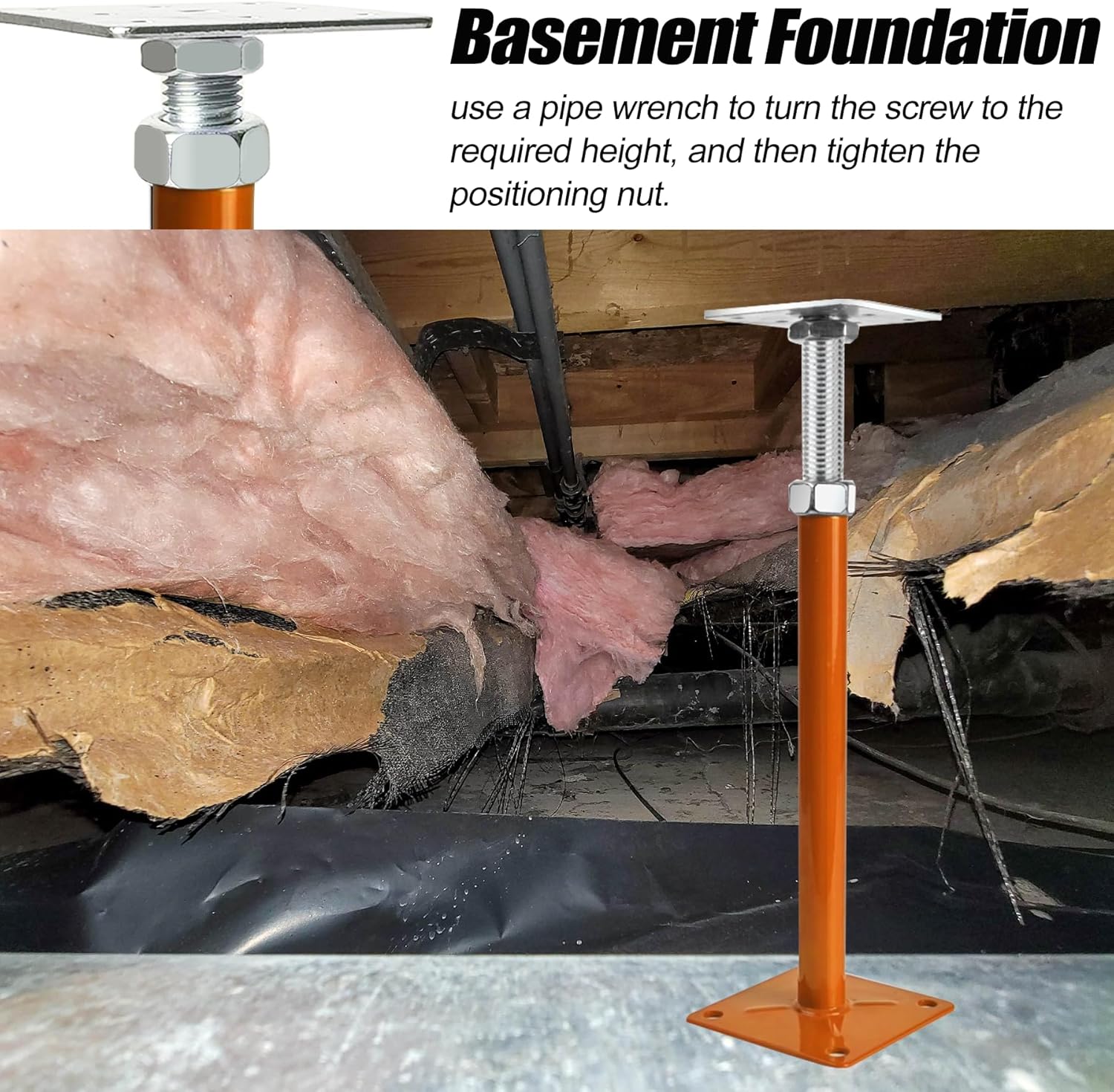 Screw Jacks Floor Jacks, 11"-16" Small Floor Jack Stands, House Floor Jacks Post Pole for Leveling, Adjustable Floor Joist Support Jack for House Foundation Temporary Support