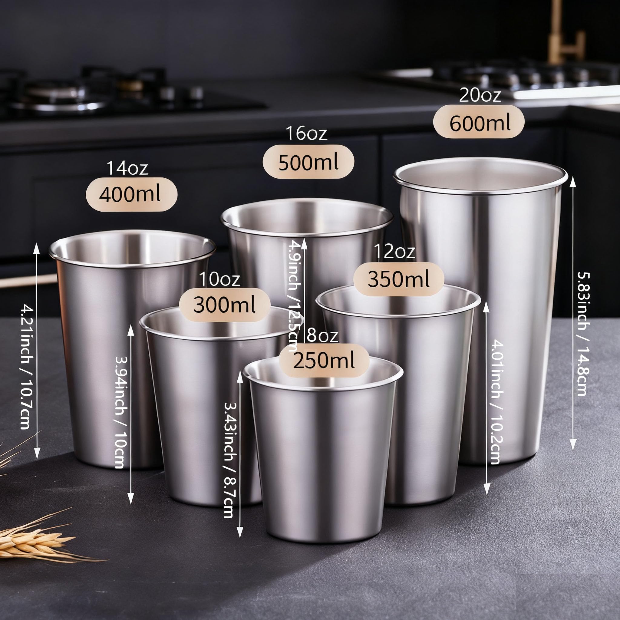 Amazon.com | LVDGE 5 Pack Personalized Premium Stackable Stainless Steel  Pint Cups - Durable Metal Tumblers for Travel & Outdoor Adventures (Silver,  250ml): Tumblers & Water Glasses