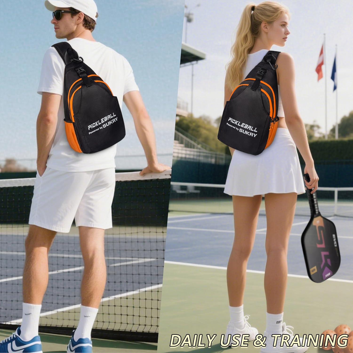 SUKRY Pickleball Bag Lightweight Sling Backpack for Men and Women with Multi-Pocket Crossbody Gym & Travel Backpack Pickle Ball Accessories - Image 2