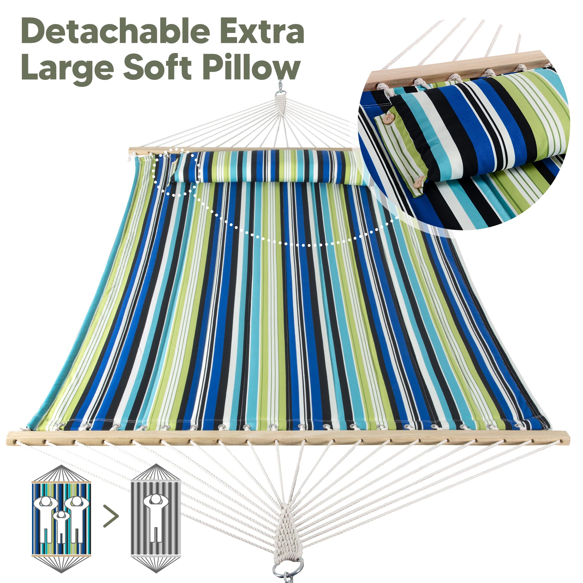 SUNCREAT Hamaca para exteriores, patio, jardín, patio trasero, rayas verdes