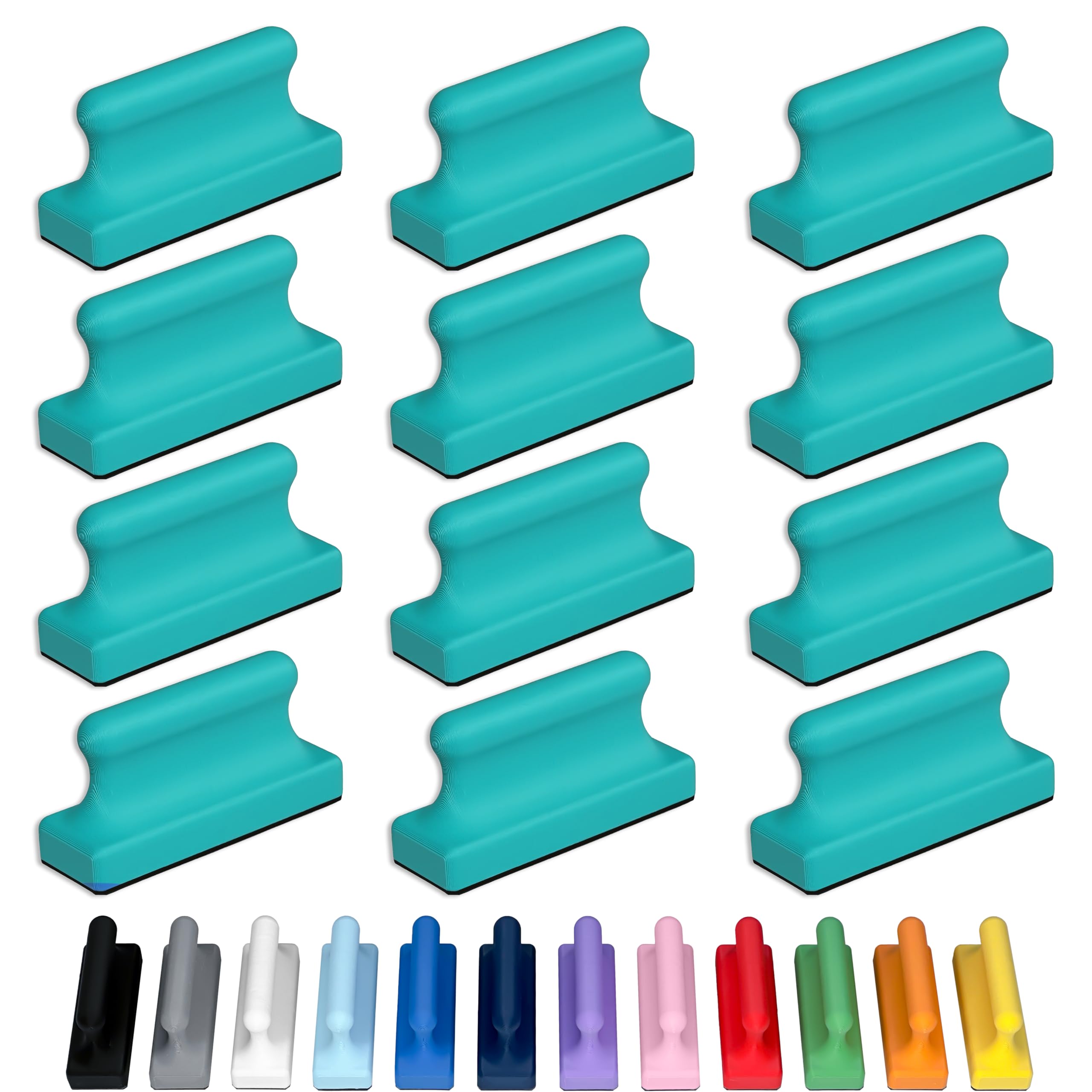 Glassboard Studio Mega Magnets - Neodymium - Heavy Duty, Colorful, Ergonomic, Ideal for Crafting, Quilting, and as Magnetic Knife Holders (12, Seaside Teal Pawn)