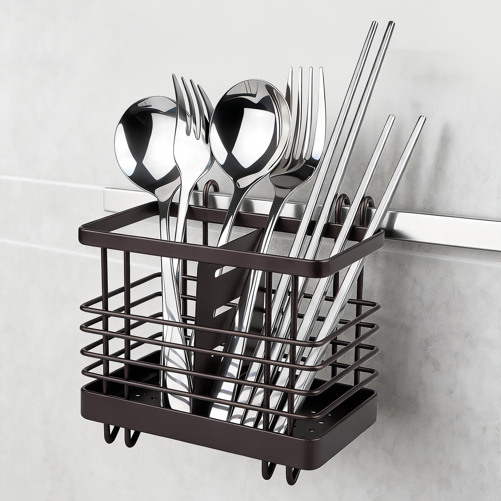 Dawitrly Kitchen Cutlery Utensil Holder, Metal Cutlery Drainer for Sink