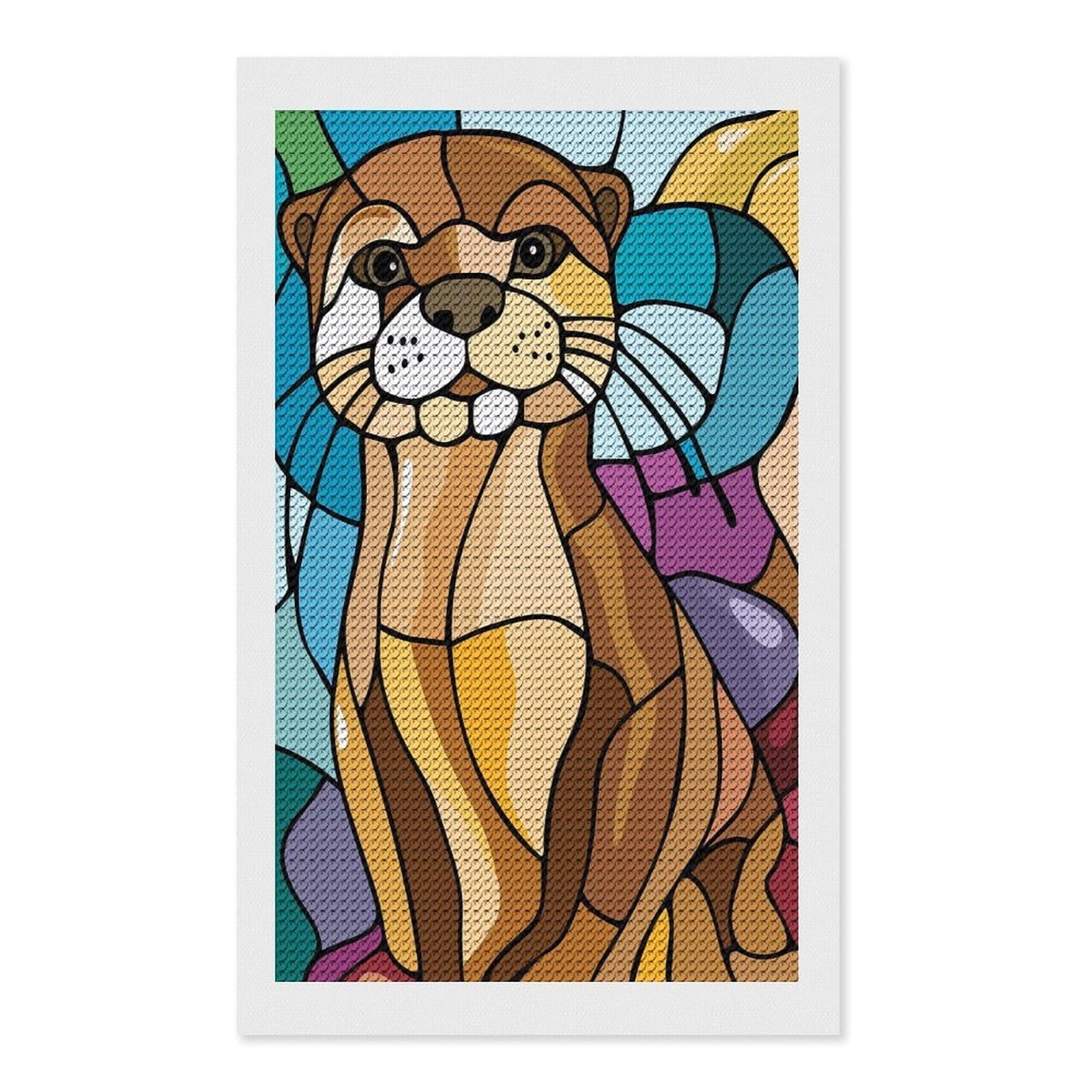 Junmoney Stained Glass Otter Diamond Painting Set 12"x20", for Beginners, Modern Decor, Simple to Start, Gift Idea, Pleasing Wall Art Project