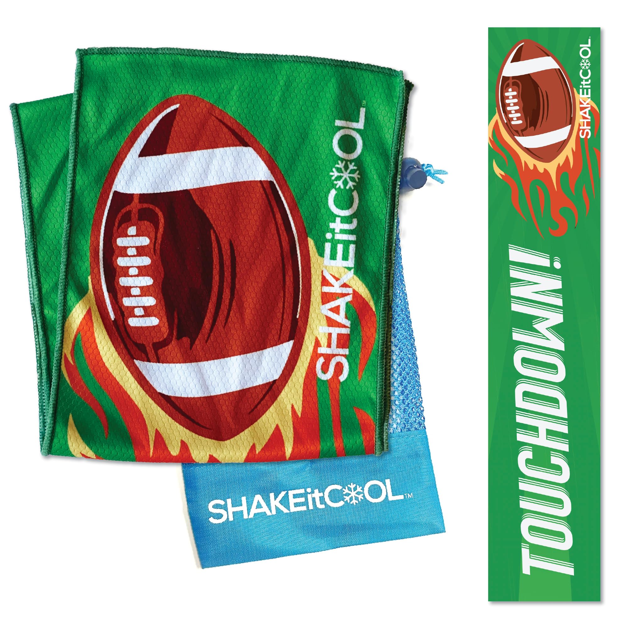 SHAKEitCOOL Cooling Towel – Be Cool in Style - Heat Relief, Soft, Lightweight, Sun Protection, Easy Clean - Perfect for Biking, Hiking, Running, Yoga, Golf, Gym, Baseball, Gardening - Football-image-36