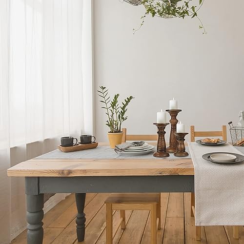 Miniatura 4 de Juego de 3 portavelas de pilar de madera hechos a mano, ideales para velas LED y pilares, regalos para bodas, Navidad, fiestas, hogar, spa, reiki,