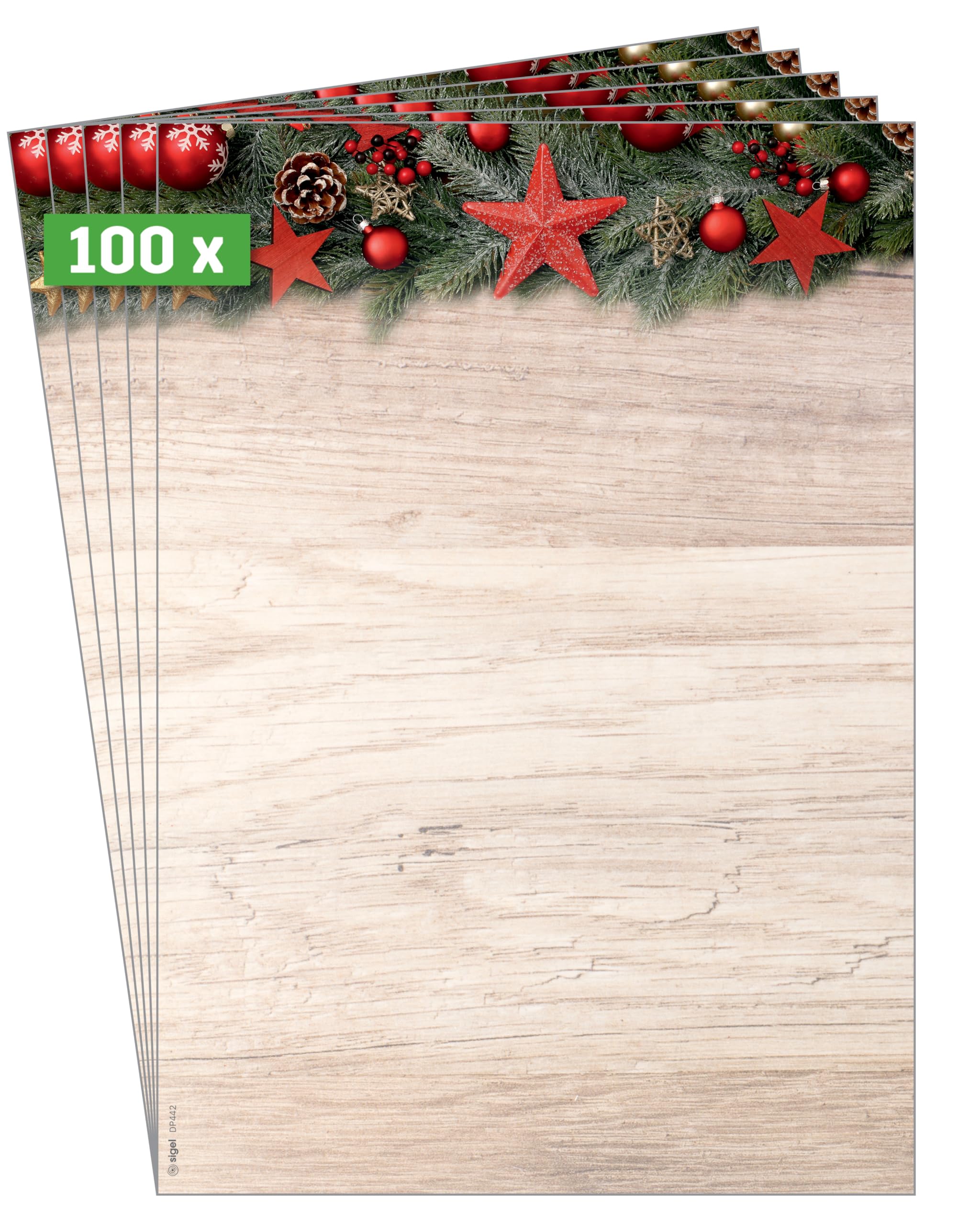 SIGEL DP442 Christmas Motif Papers "Chalet Style" - Beige, red, Green - 90 GSM - A4-100 Sheets
