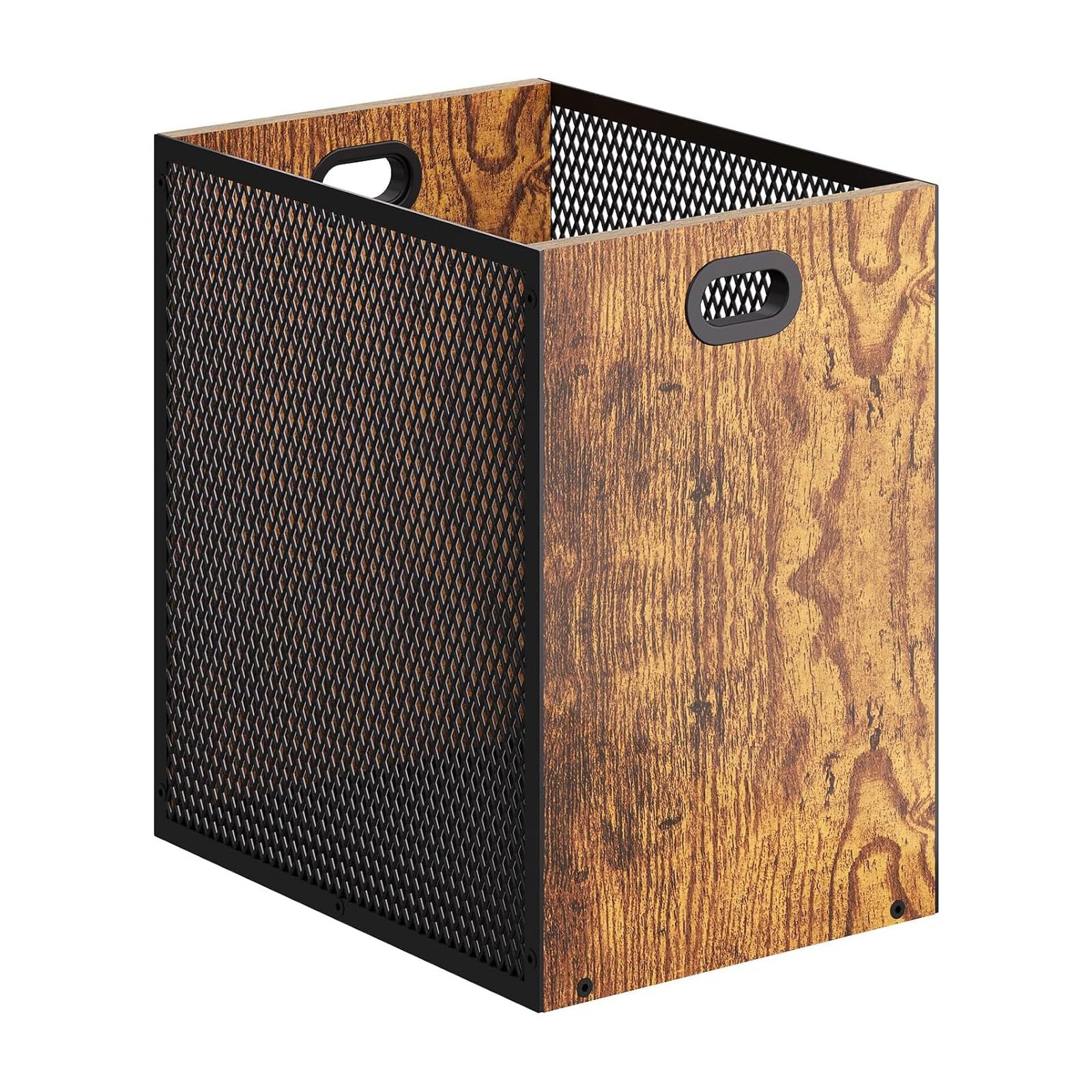 Papelera de Oficina de Metal y Madera con Asa