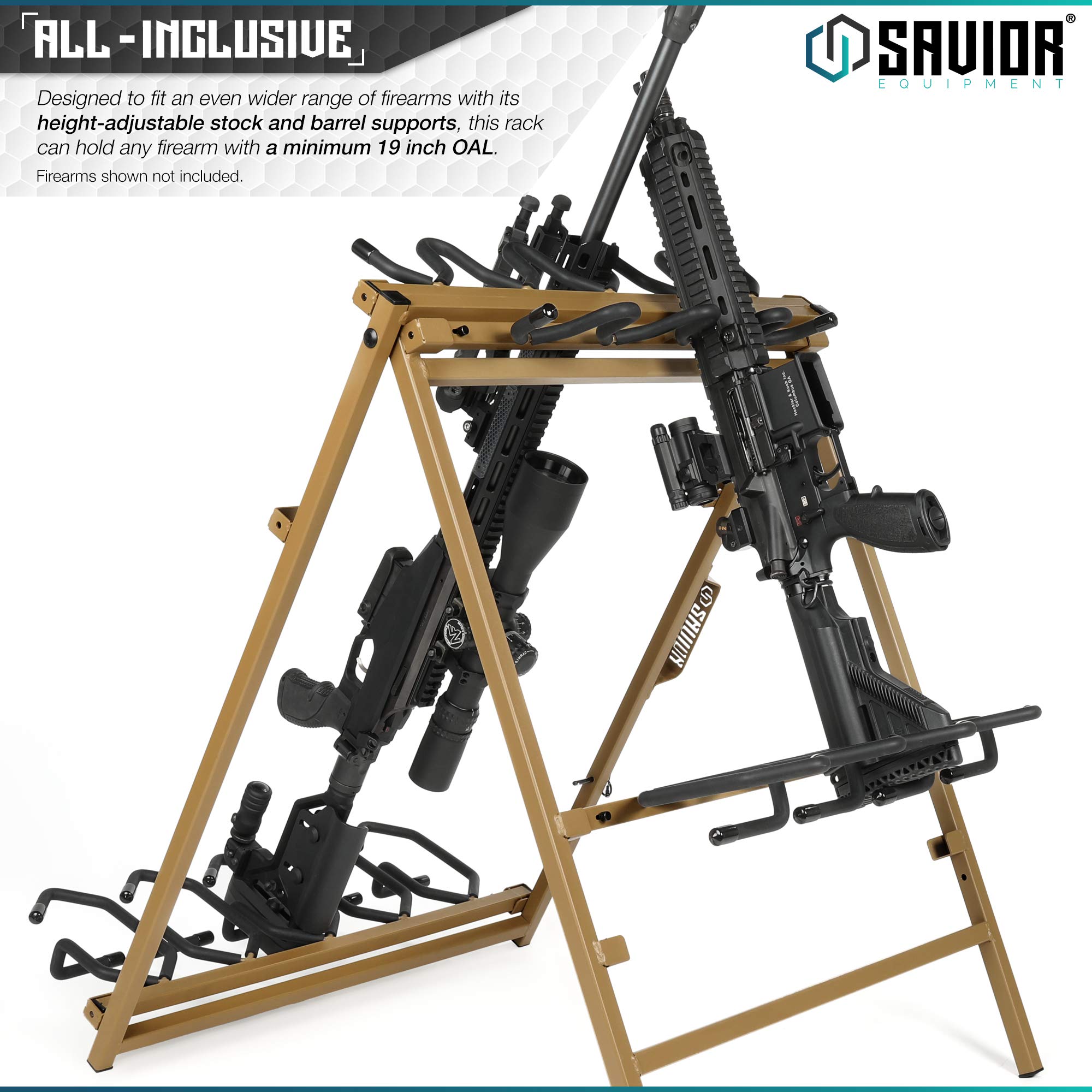 Savior Equipment Portable Folding 9 Gun FreeStanding Rifle Rack, Heavy