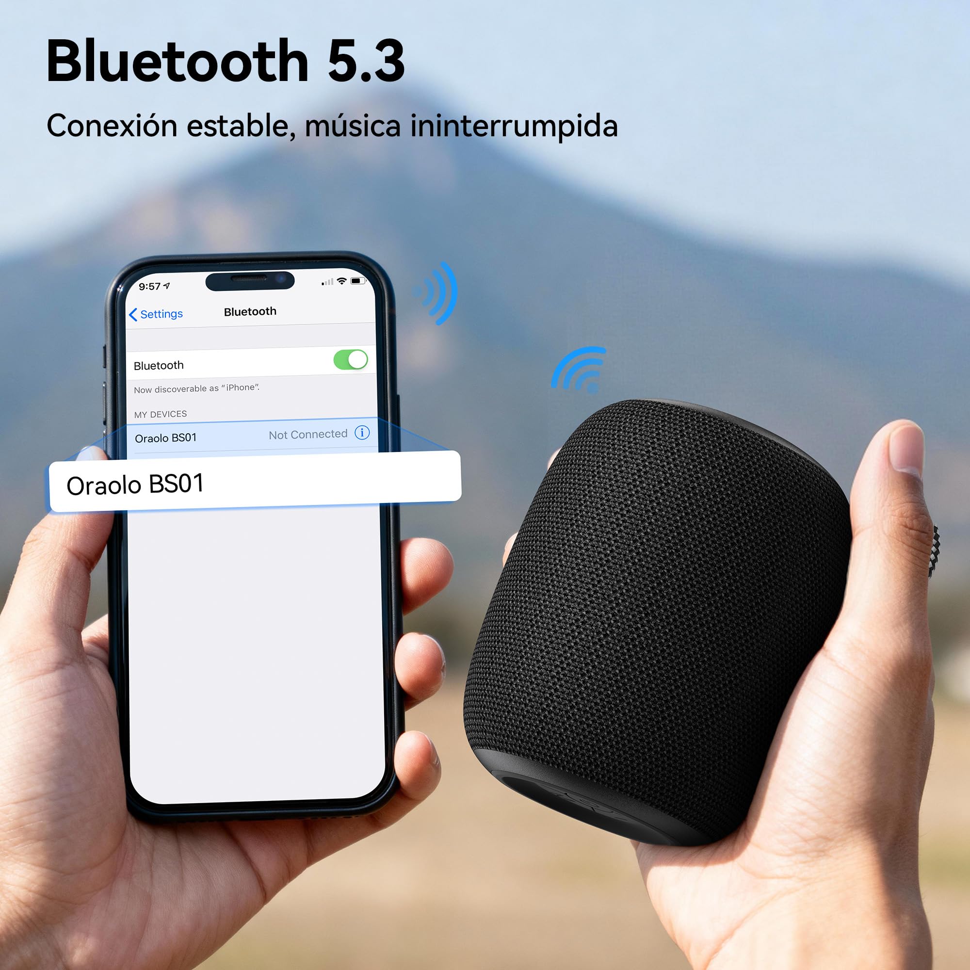 oraolo Altavoz Bluetooth Pequeño, Altavoz Portatil Bluetooth 5.4 | Mini Altavoces Ducha, 30H Reproducción, IPX7 Resistencia al Agua, TWS, Adecuado para Exteriores/Fiestas/Viajes
