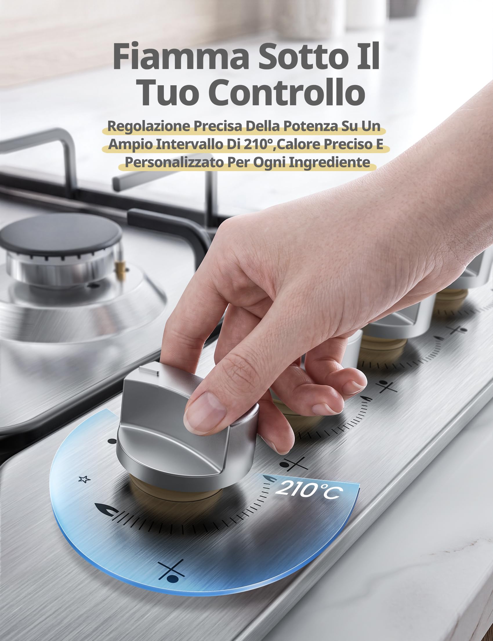 COMFEE CGH610X Piano Cottura a Gas da Incasso 4 Fuochi, 60 cm Acciaio Inox, Griglie in Ghisa, Termosicurezza Gas, Superficie Facile da Pulire