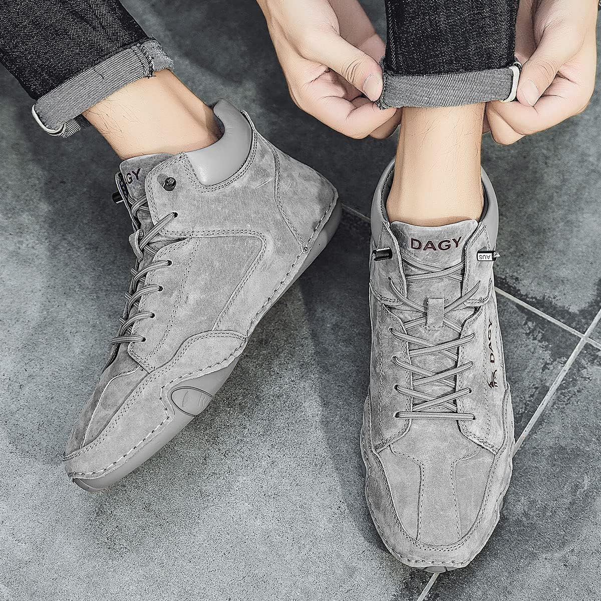 Miniatura 9 de Evzknast Botas altas italianas hechas a mano con velcro de gamuza, zapatos Beck para hombres, impermeables, de cuero, casuales, zapatillas de