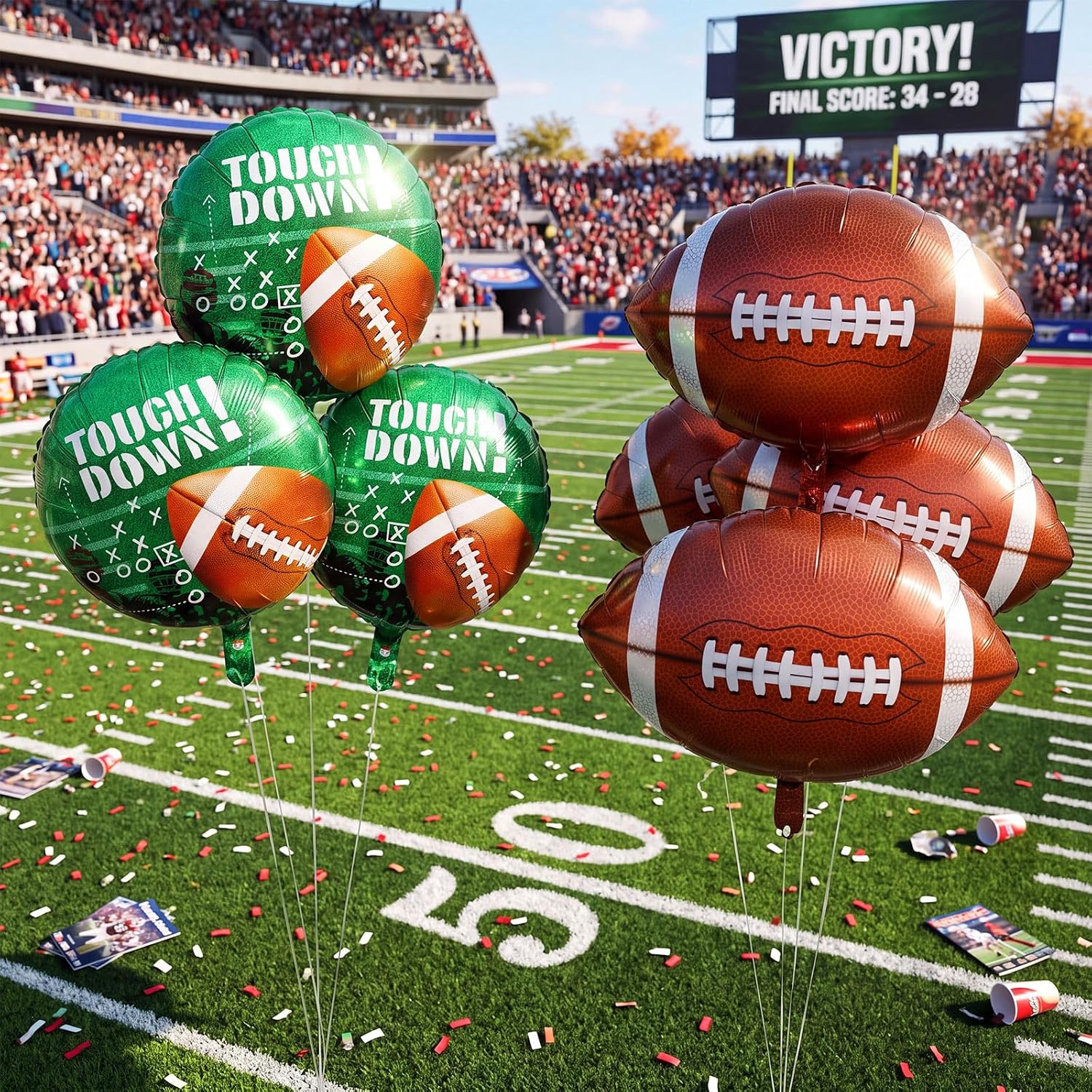 Sumind 6 Pieces Football Balloons Pack Party Decorations Game Day image 3