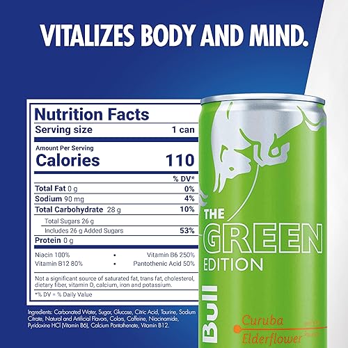 Vista 58 de Red Bull Yellow Edition - Bebida energética tropical, con 80 mg de cafeína más taurina y vitaminas B, 8.4 onzas líquidas, paquete de 24 latas