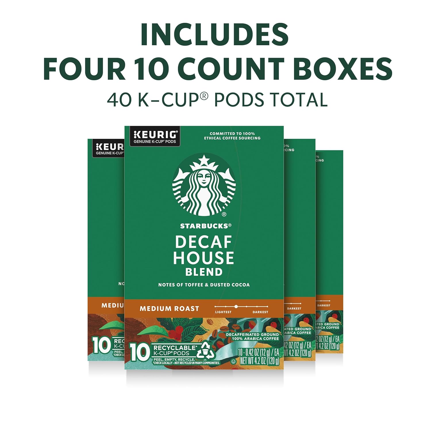 Starbucks K-Cup Coffee Pods, Medium Roast Hot or Iced Coffee, Decaf House Blend, 40 Keurig Pods thumbnail