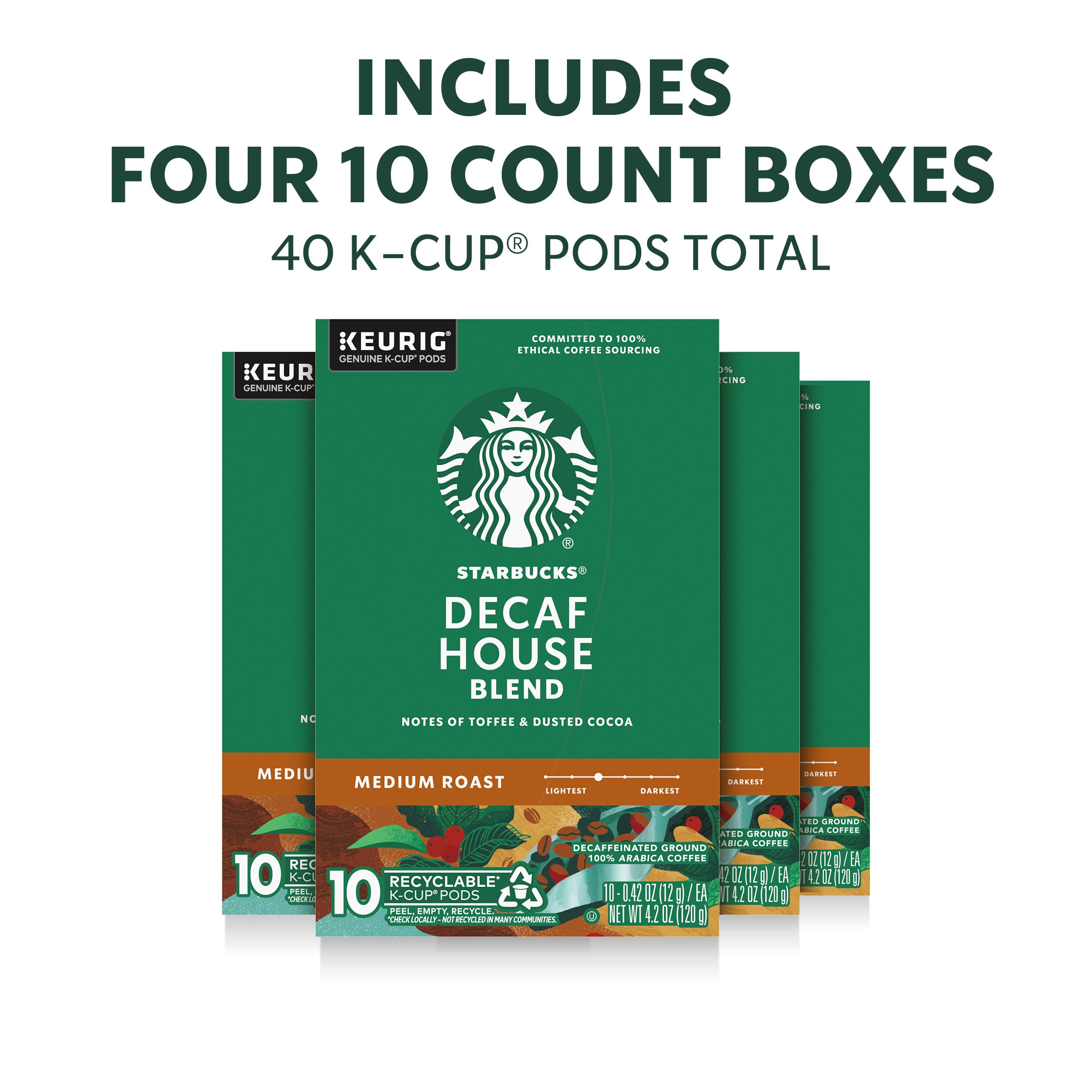 Starbucks K-Cup Coffee Pods Medium Roast Hot or Iced Coffee Decaf House Blend 40 Keurig Pods — view 2
