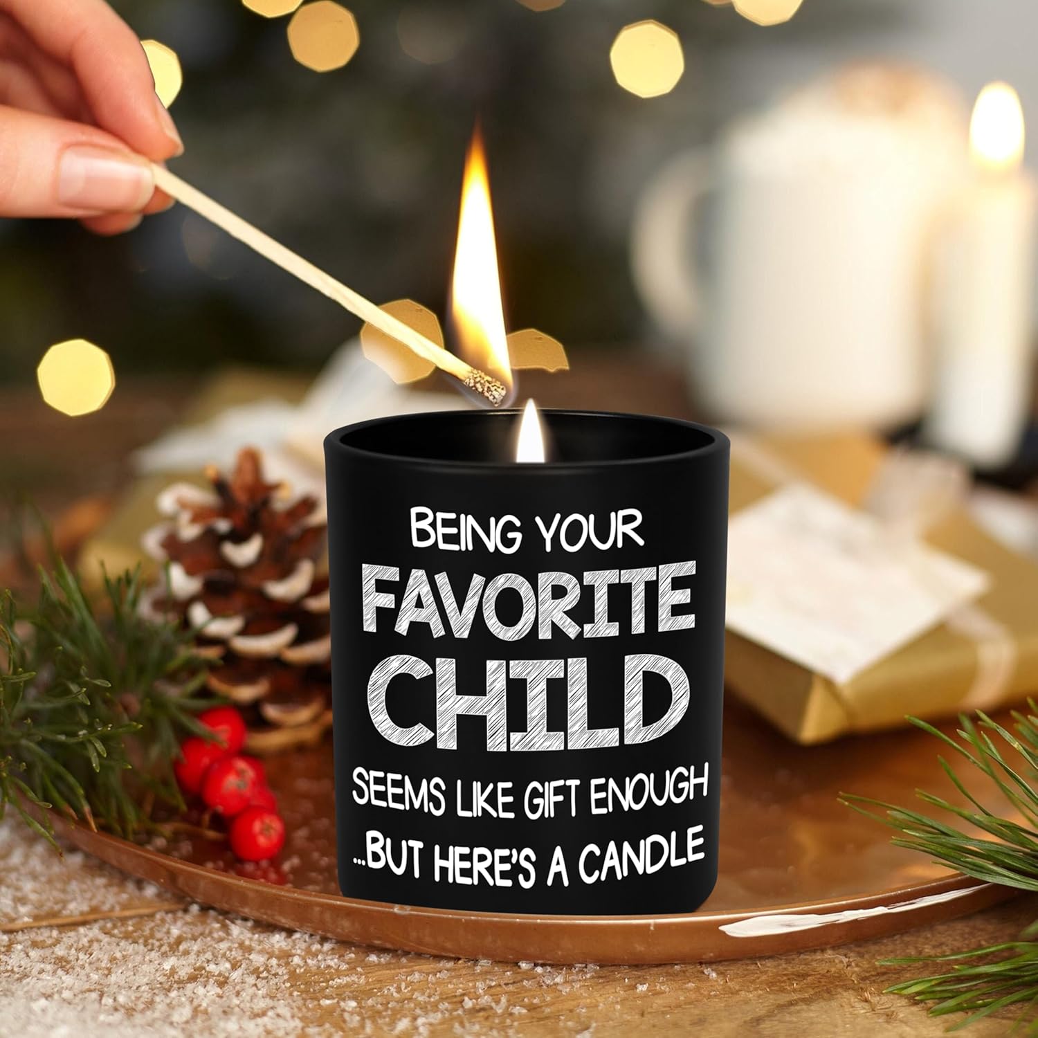 TEEZWONDER Birthday Gifts for Mom - Favorite Child Scented Candle Vanilla Lavender 10 oz - Mom Dad Birthday Gifts from Daughter Son, Grandma Grandpa Gift Ideas, Candle for Parents