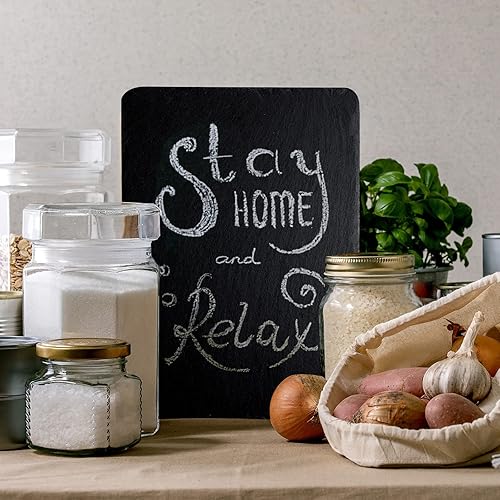 Miniatura 5 de Didaey Juego de 18 tablas de pizarra negra para queso, platos de piedra para sushi, bandeja de queso de pizarra individual para Navidad, cortar,