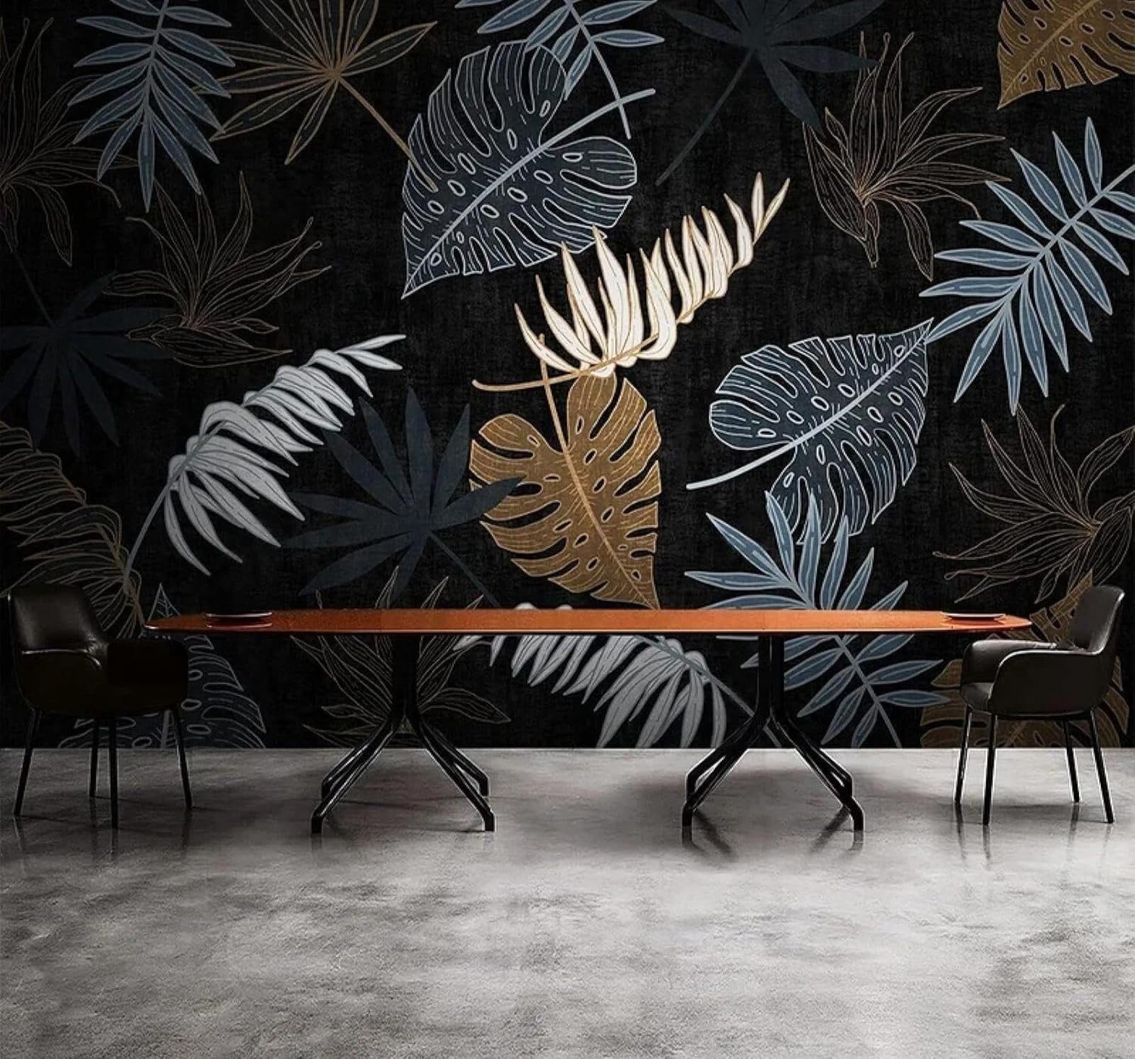 XLMING Vintage Minimalist Three Dimensional Plants Leaves 3D Wallpaper Luxury Silk Study Dining Feature Sofa Grey Bedroom Living Room Tv Decorative Wall-250cm×170cm