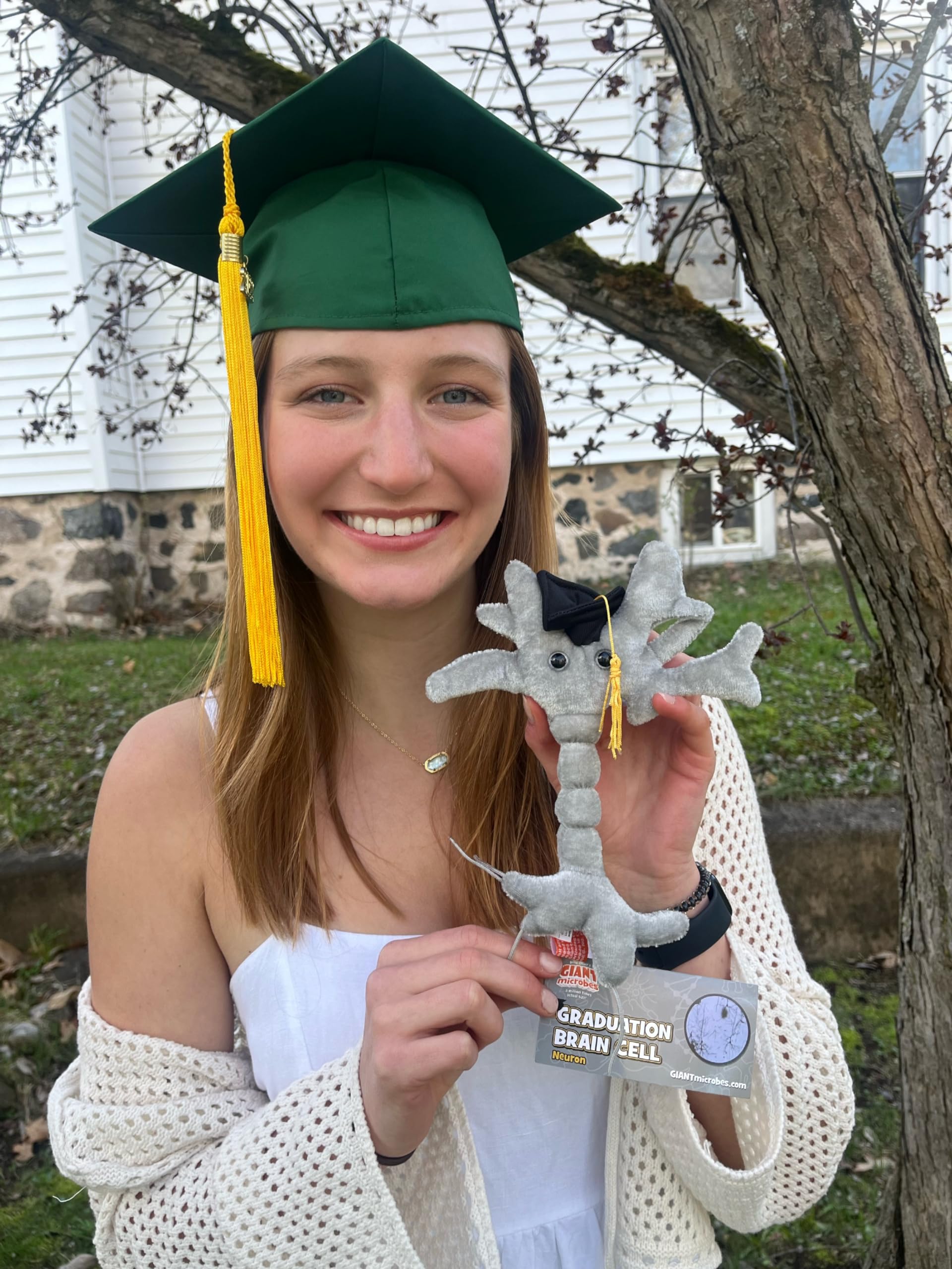 GIANTmicrobes Graduation Brain Cell Plush - Celebrate with our signature Brain Cell plush donning a graduation cap and tassel, Uniquely Fun Student Gift to Commemorate Achievements