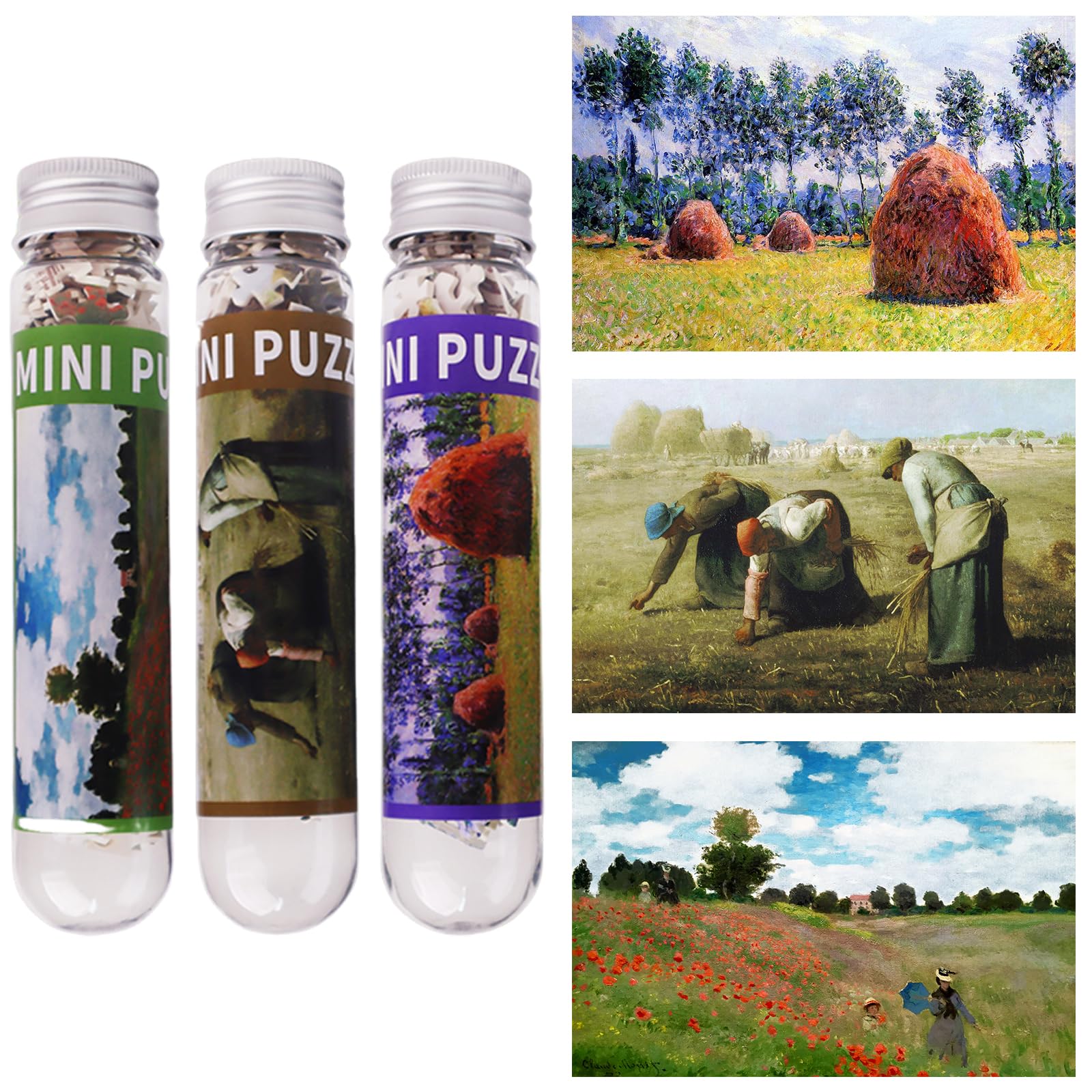 MISITU 3 Pack Mini Puzzles 150 Pieces for Adults Oil Painting Puzzle Sets