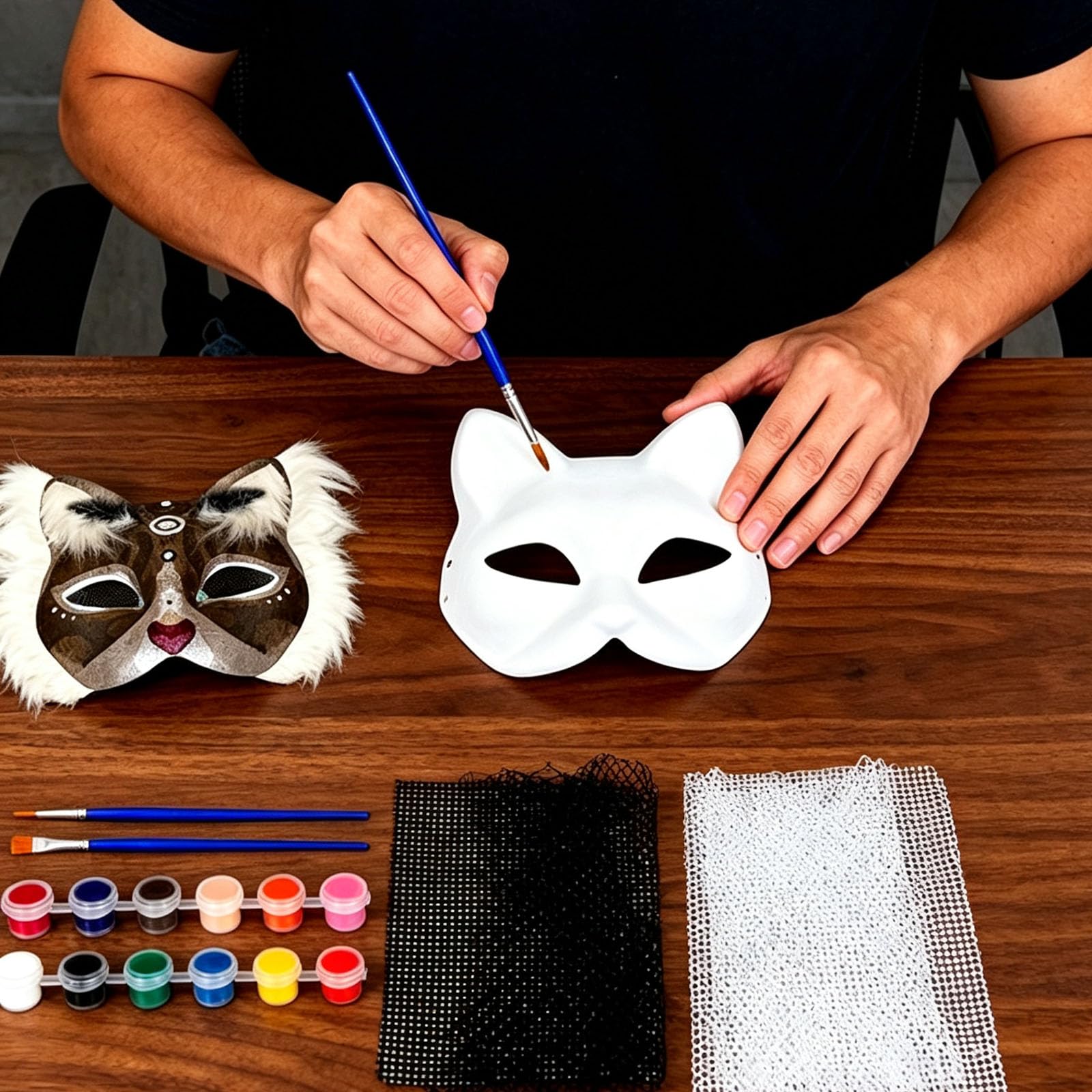 Gestaltung Durch Malerei Oder Collage Maski dla samotnych kotów, 6 szt | Zestaw masek dla kota DIY z łatwością stwórz własną maskę, na Halloween, maskaradę, odgrywanie ról