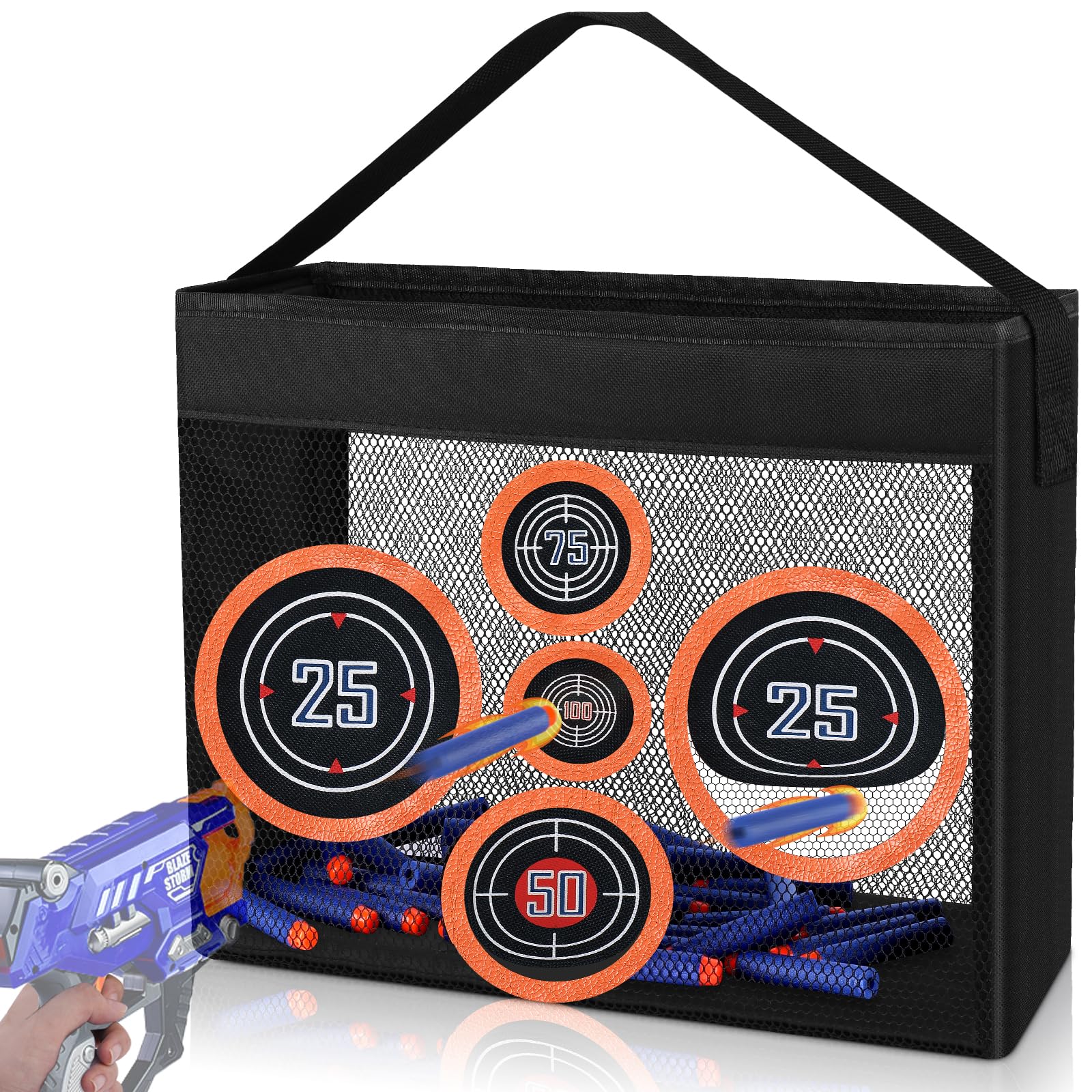 Toy Target Fits for Nerf Guns, Portable and Foldable Net Taget for Shooting Practice, with Mesh Netting for Outdoor or Indoor Play, Birthday or Party Gift (Target ONLY)