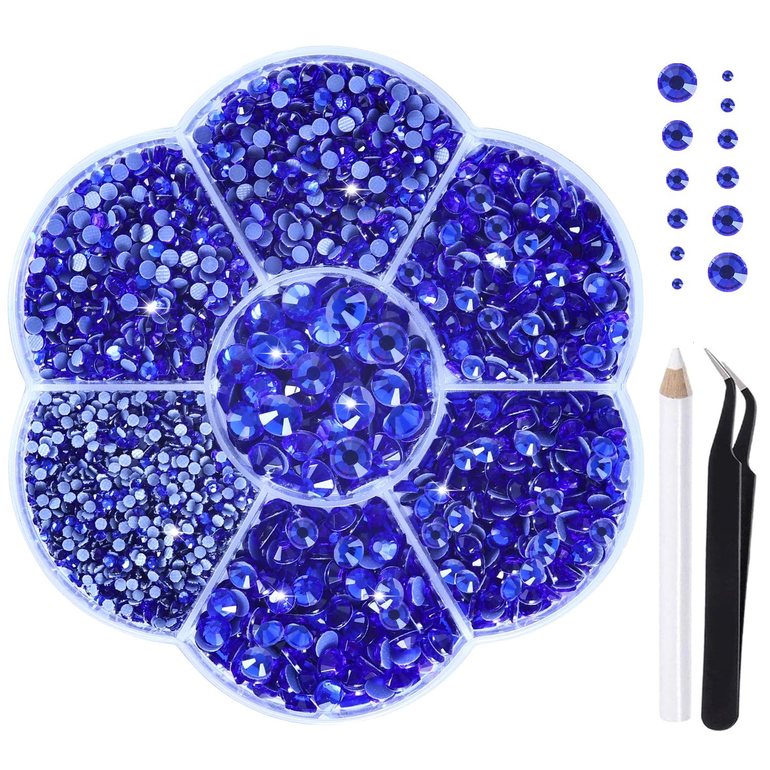 Liliume 5000pcs Hotfix Strasssteine Tiefblau Strasssteine 21 Farben 5 Größen SS6-SS30 für DIY Handwerk