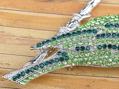 Miniatura 4 de Alilang - Broche con diseño de pájaro con brillantes, color plateado, color azul y verde