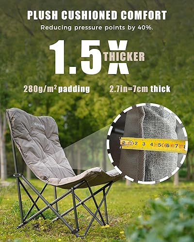 Miniatura 4 de KingCamp Comfy - Silla de mariposa plegable, con asientos acolchados y bolsa de transporte, para interiores y exteriores, silla de campamento para