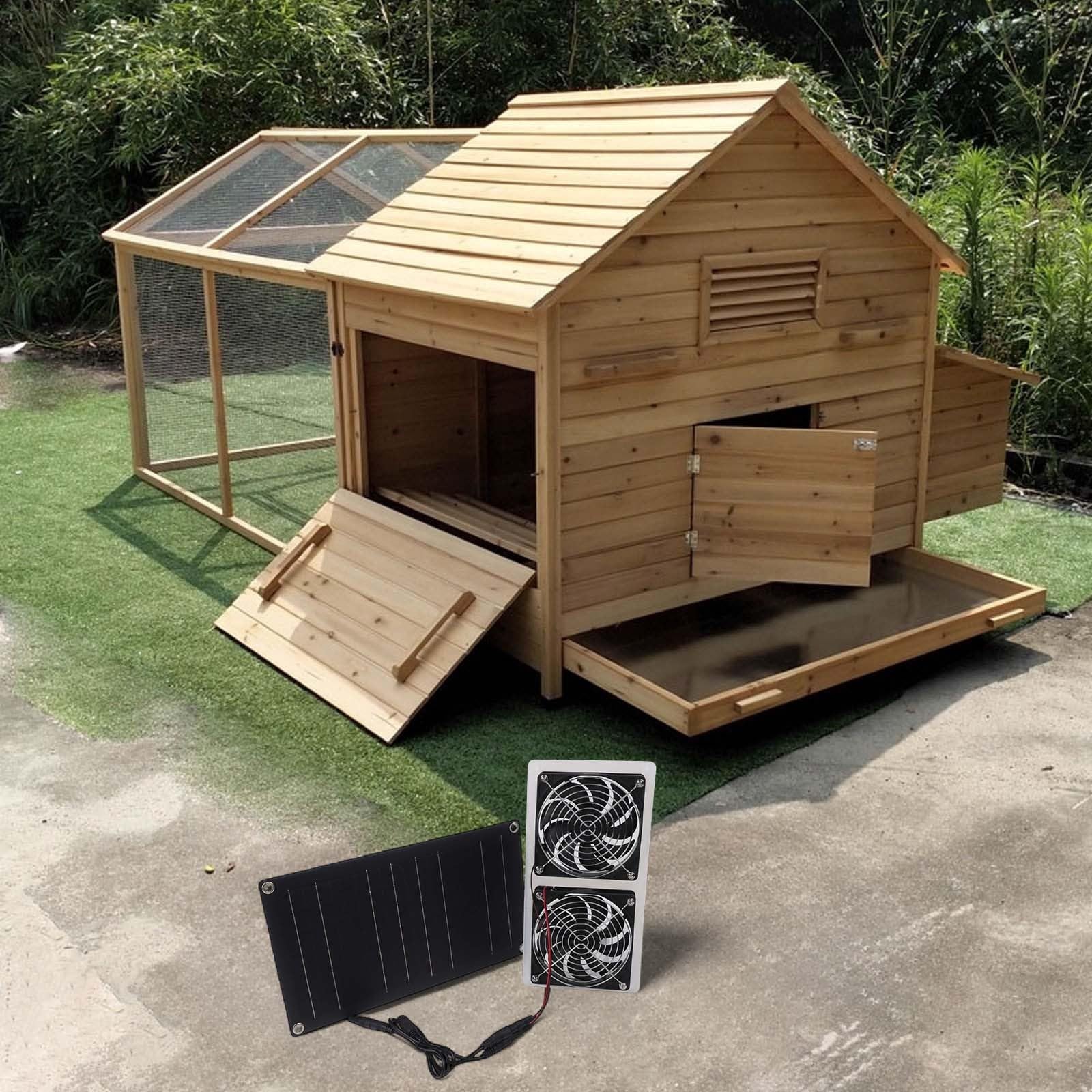 Kit di ventole a pannello solare da 30 W con 2 ventole di protezione dalle intemperie IPX7, doppia griglia di protezione per la sicurezza degli animali, ventilazione 3200 giri/min, per