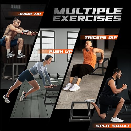 Miniatura 5 de Yes4All Caja pliométrica de metal, caja pliométrica de acero, resistente, antideslizante y perfecta para entrenamientos de gimnasio en casa, elige