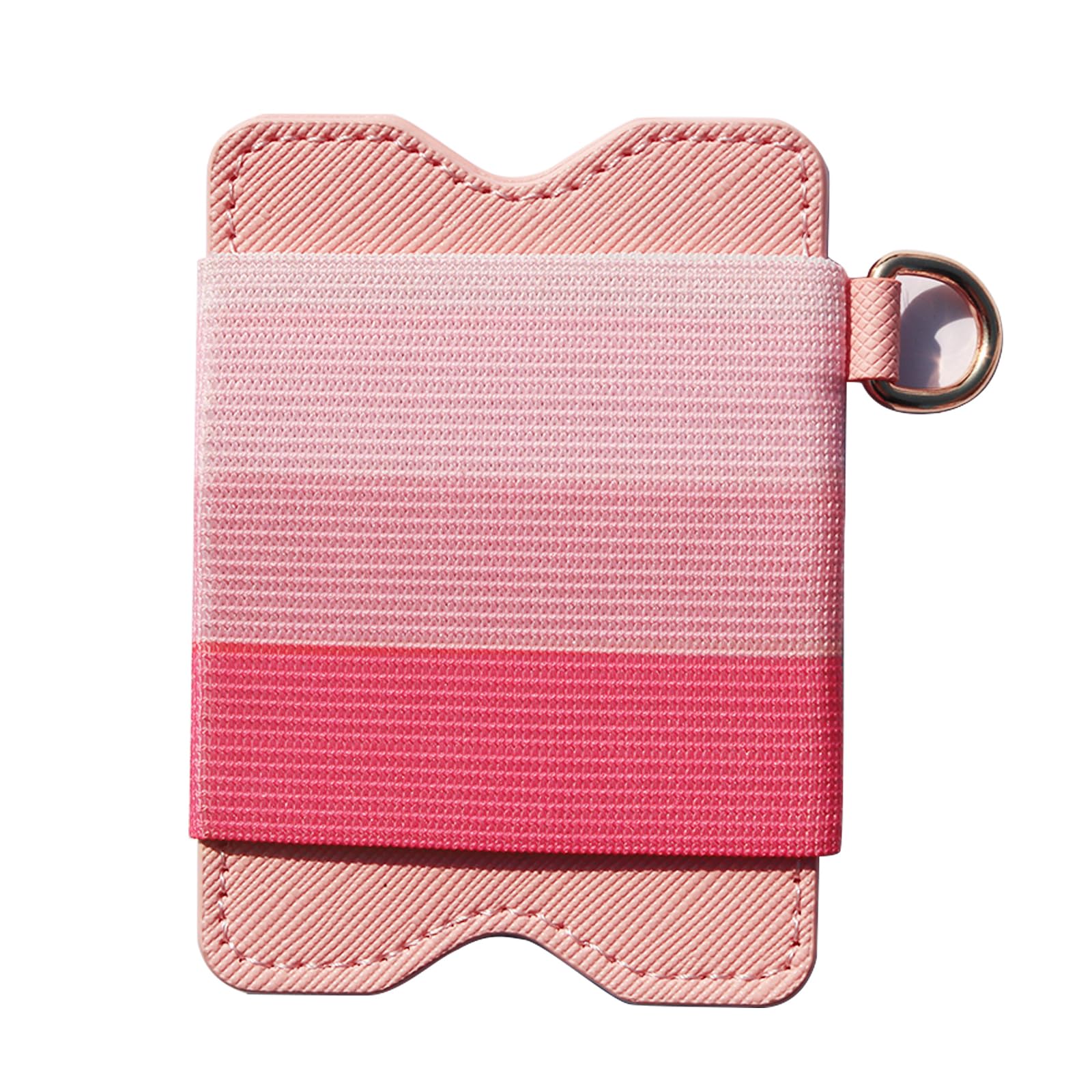 Minimalist Card Holder Wallet Vertical Card Holder Slim elastic Wallet for Women girls (Pink stripe)